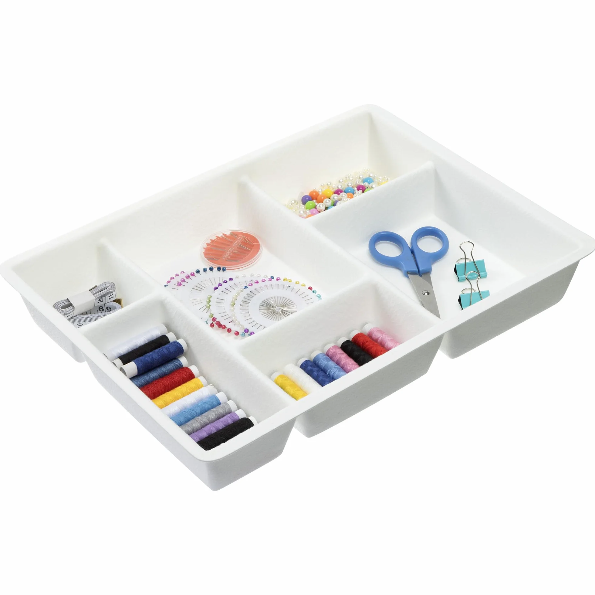 Navaris Organizer Cassetti Scrivania Divisori per Cassetti Ufficio 40,5 x 30,5 x 6 cm Bianco