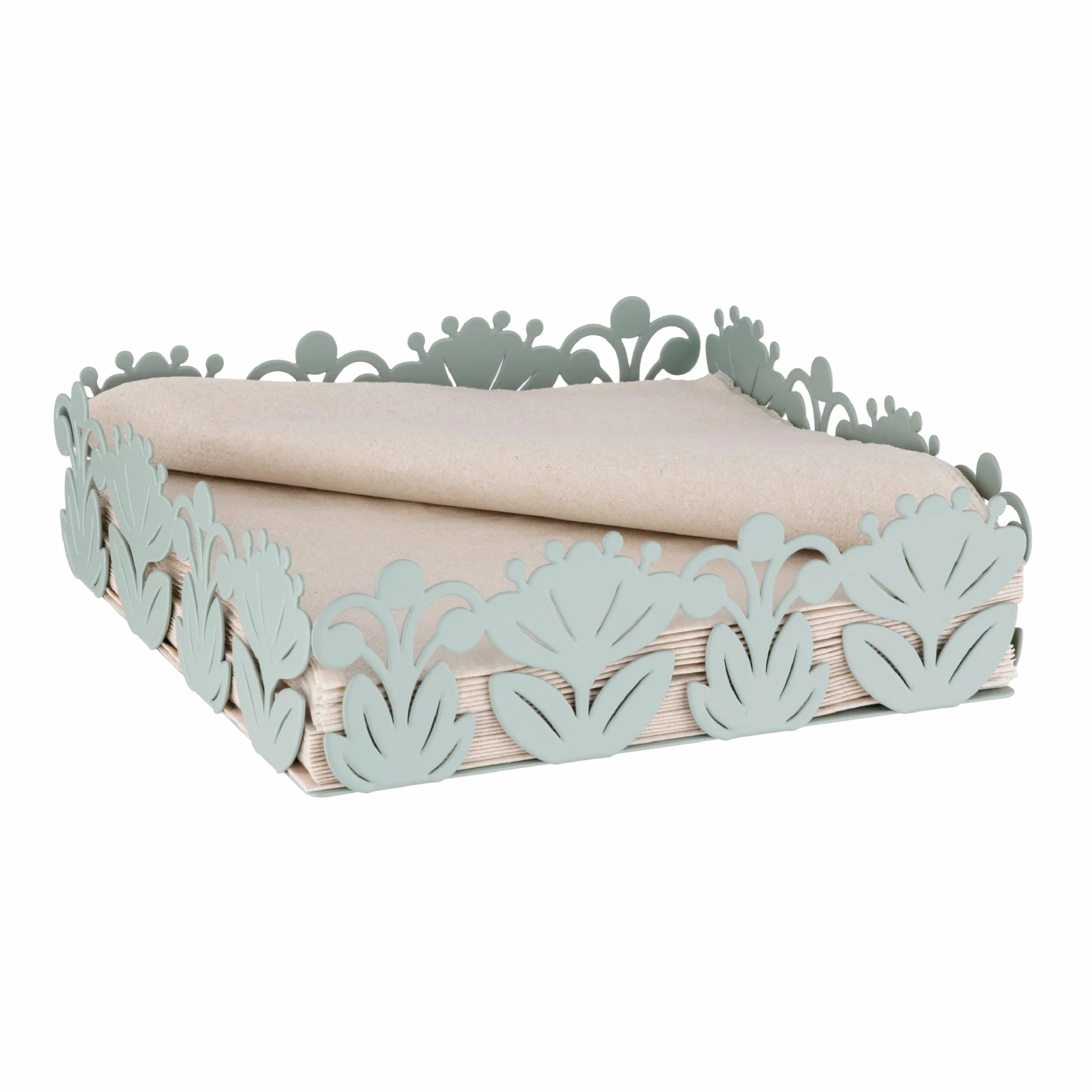 Baroni Home Portatovaglioli Decorativo Metallo Motivo Foglia 17x17x6 cm