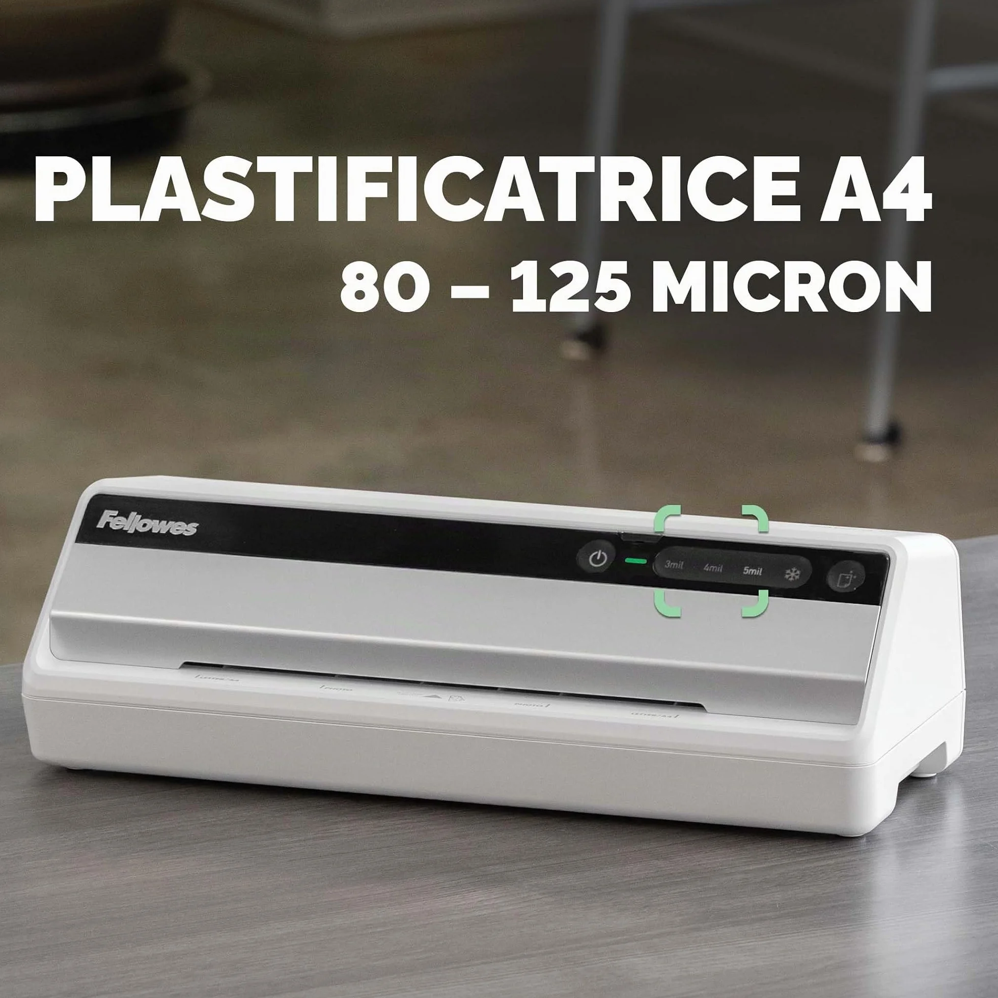Fellowes Saturn A4 Plastificatrice per piccoli uffici – InstaHeat, pronta in 60 secondi, anti-inceppamento, spegnimento automatico – per pouches 80/100/125 micron – include 10 pouches – casa e ufficio