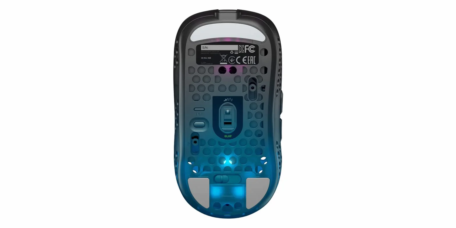 Xtrfy MZ1 Wireless, Mouse da Gioco Senza Fili Ultraleggero, Radio 2,4 GHz, Forma Esclusiva per un Puntamento Ottimale, Illuminazione RGB, Ricaricabile, Nero