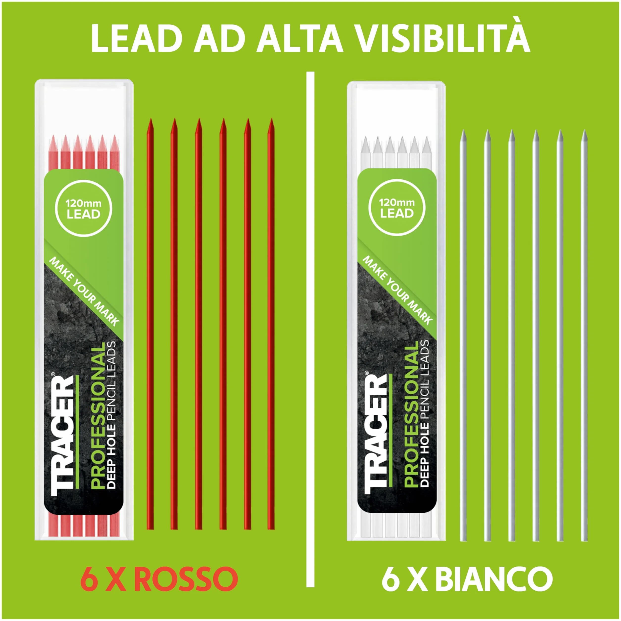 Tracer Set mine alternative matita foro profondo 2,8 mm 12 colorate alta visibilità 6 rosse 6 bianche