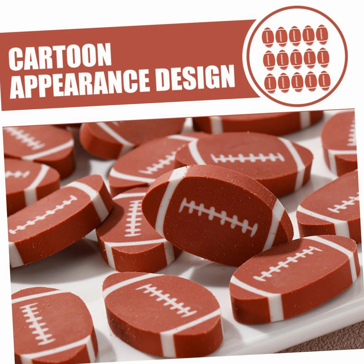 100 Gomme da Cancellare a Forma di Rugby in Tpr Marrone, Resistenti All'usura Design Creativo e Adorabile, per Studenti e Giochi su Tavolo Studio