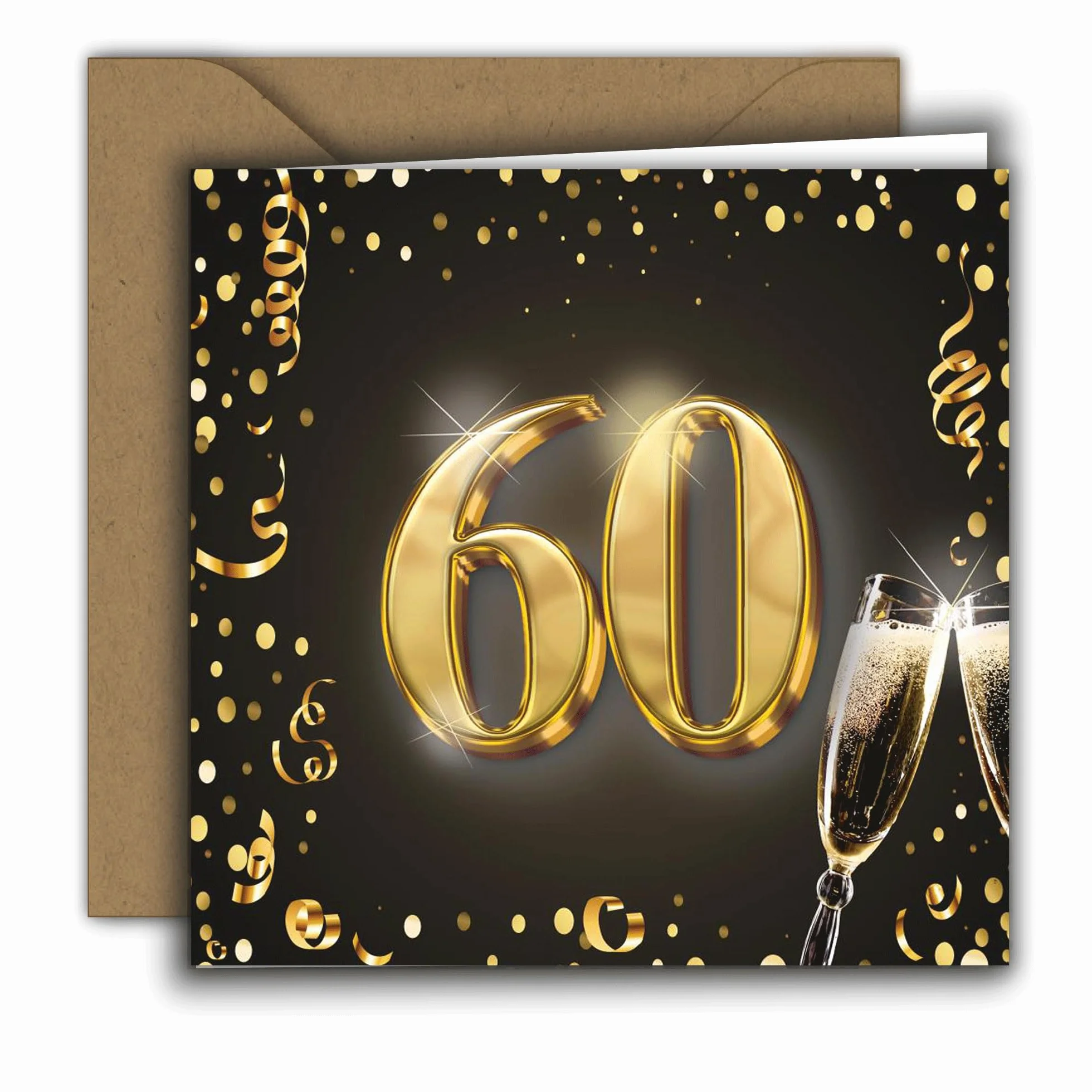 Colibri Biglietto di auguri 60° compleanno pieghevole con busta quadrato donna uomo regali denaro buoni