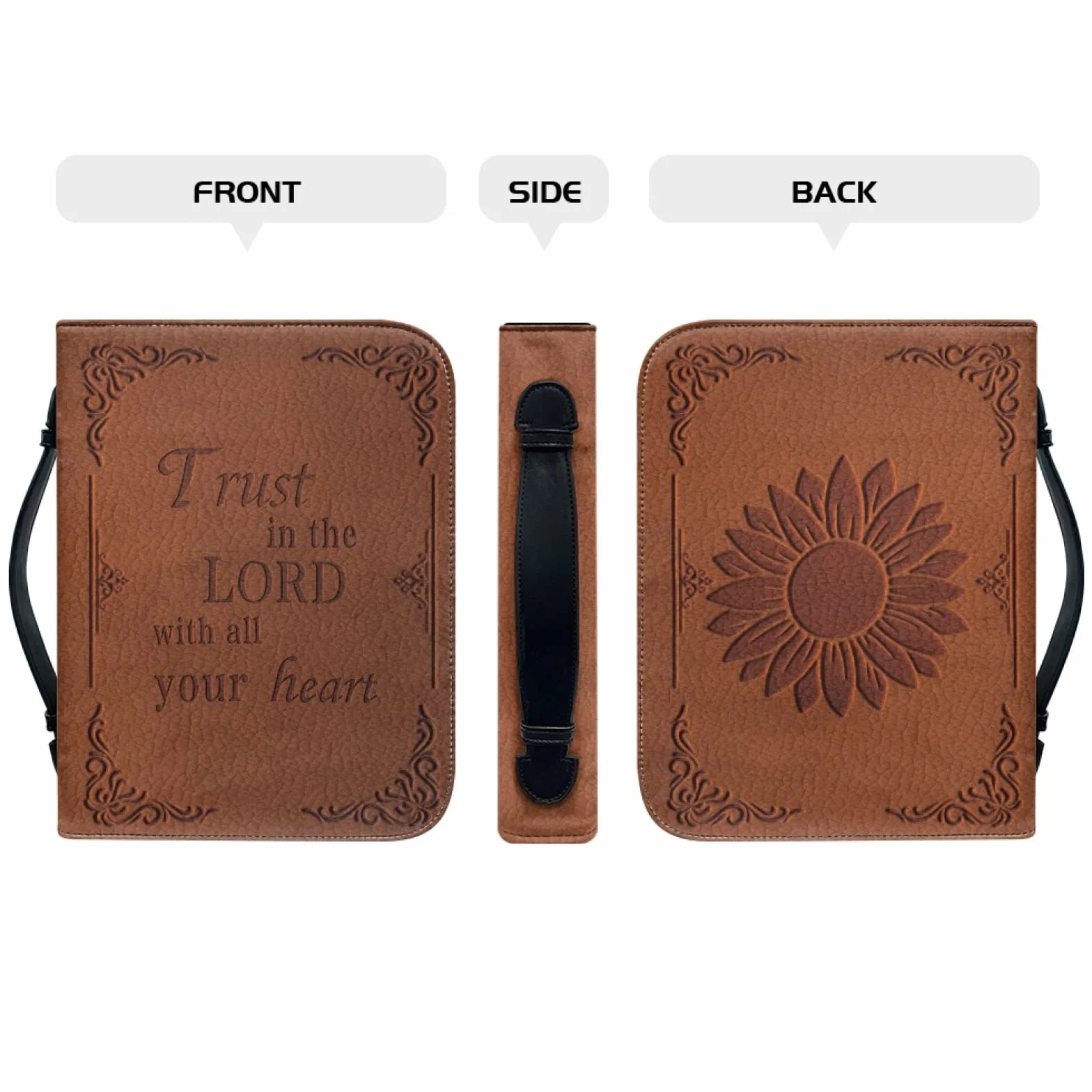 Custodia Bibbia in Pelle Personalizzata con Cerniera Grande Borsa Biblica Donna