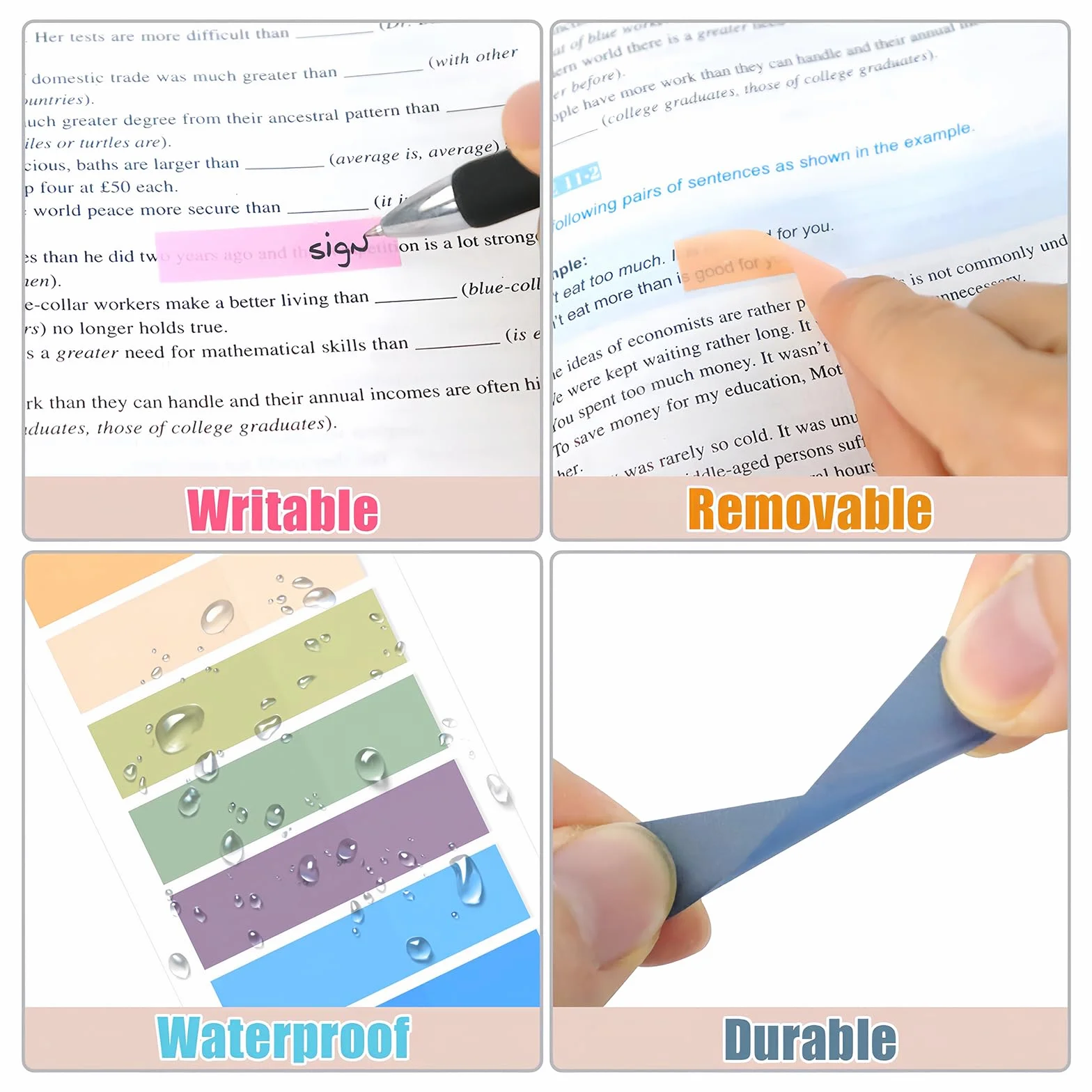 Segnapagina Adesivi Colorati 2400 Pezzi, Adesive Scrivibili Sticky Notes per File Classificabili