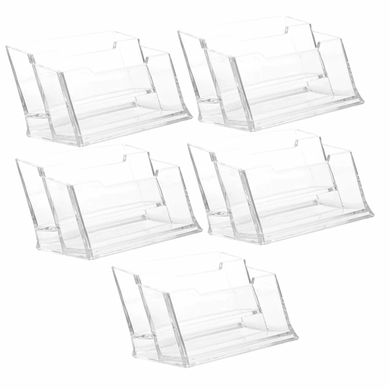 Porta Biglietti da Visita da Scrivania Plastica Trasparente 5 Pezzi | Organizer Ufficio, Struttura Stabile e Leggera, per Uffici e Contesti Professionali