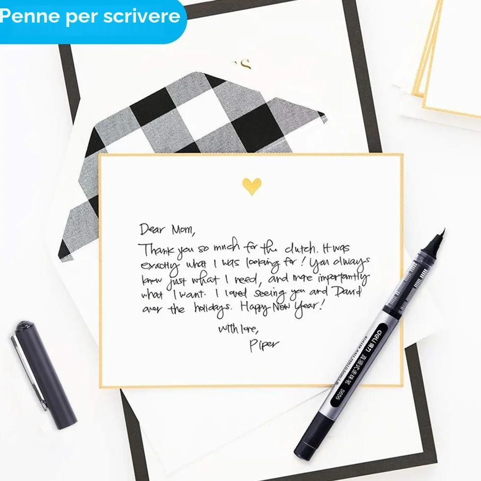 Penne Gel Nera 0.5mm Punta Fine, Penna a Sfera Inchiostro Nero 12 Pezzi