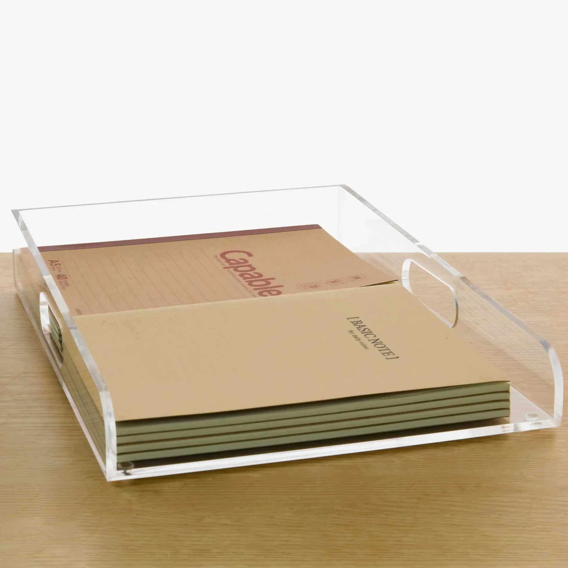 Vassoio organizer in carta acrilica, a basso profilo, per ufficio e casa, trasparente, impilabile, per banconote, artigianato, quaderni (1 ripiano verticale)