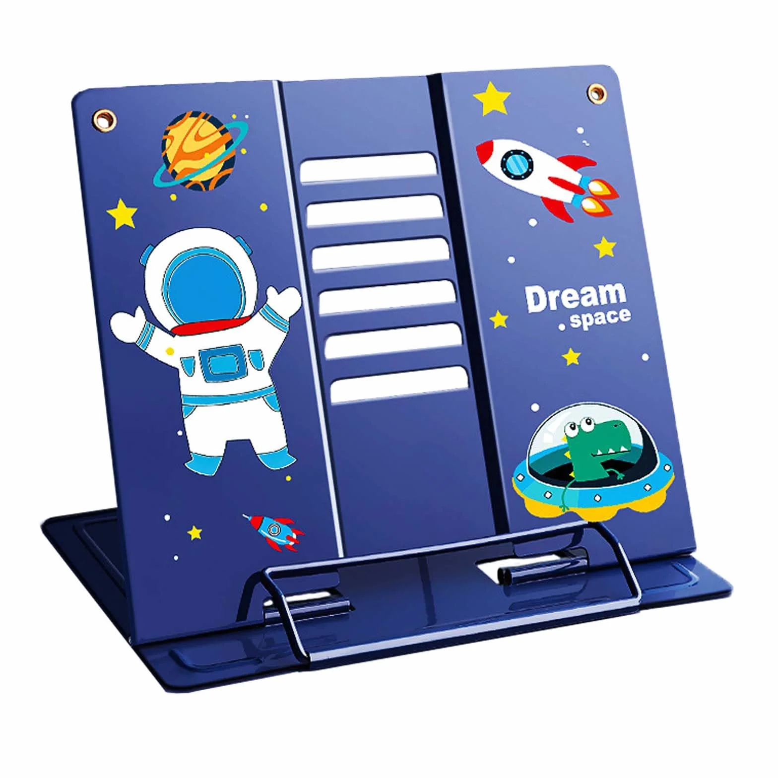 Leggio da Tavolo in Metallo Regolabile 6 Posizioni Porta Libri Multifunzione Blu