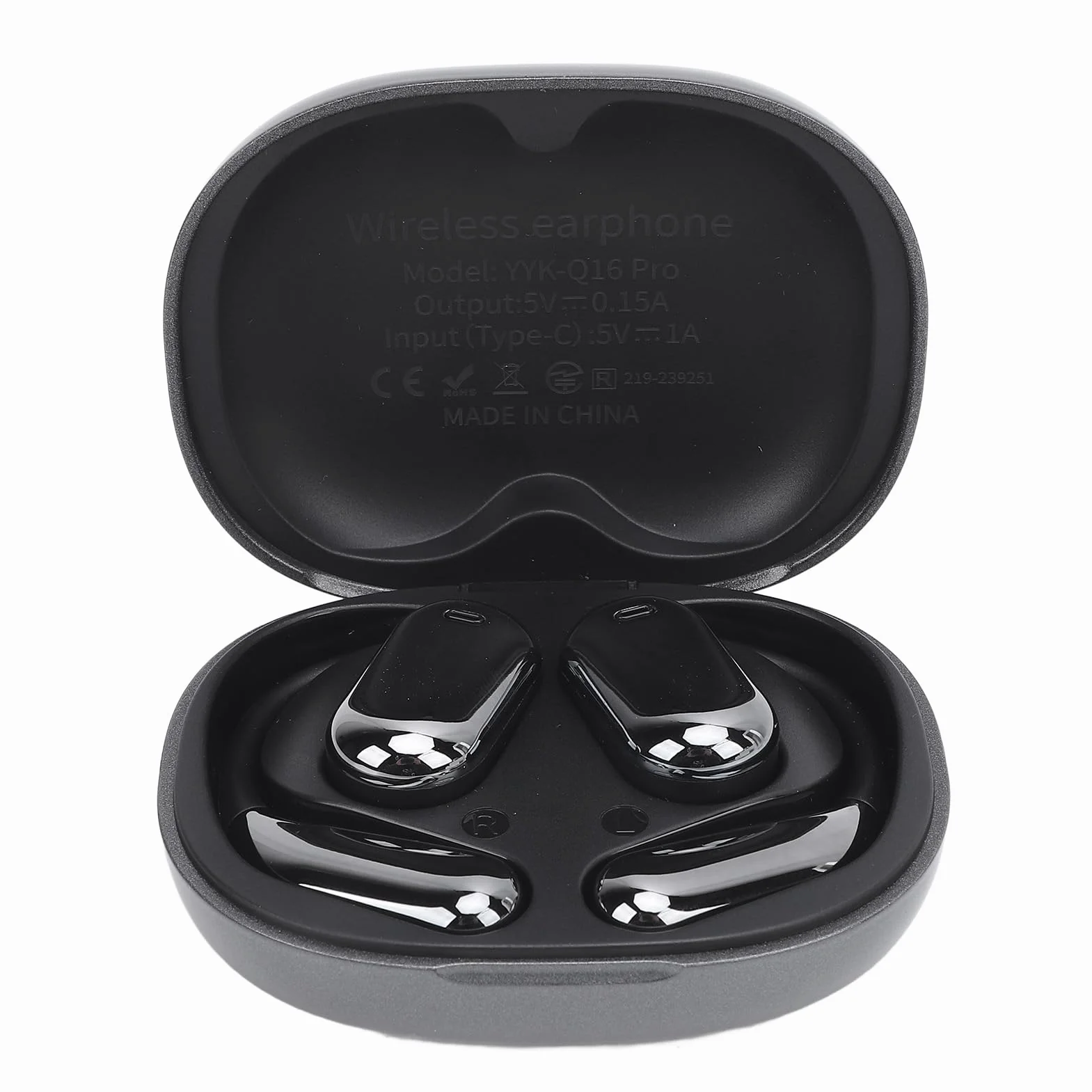 Auricolari per Traduttore di Lingua Traduzione AI Efficiente Compatto Orecchio Aziendale Appeso per Viaggiatori D'affari ABS 2 Pezzi (BLACK)