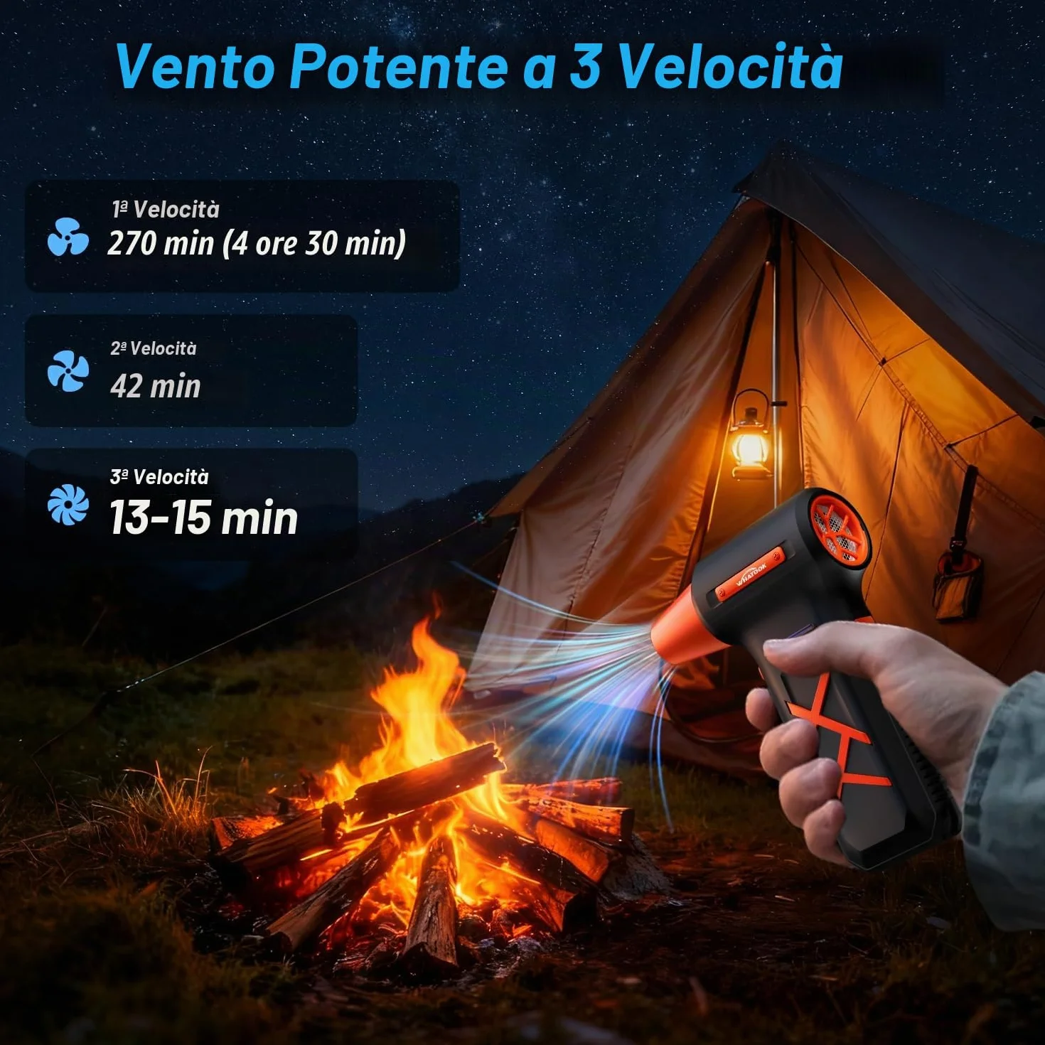 WAHTOOK Aria Compressa Elettrico：250000RPM Soffiatore Aria Compressa con 270 Minuti di Autonomia Della Super-Lunga, 3 Velocità Mini Soffiatore di Pulizia PC, Divano, Tastiera, Auto