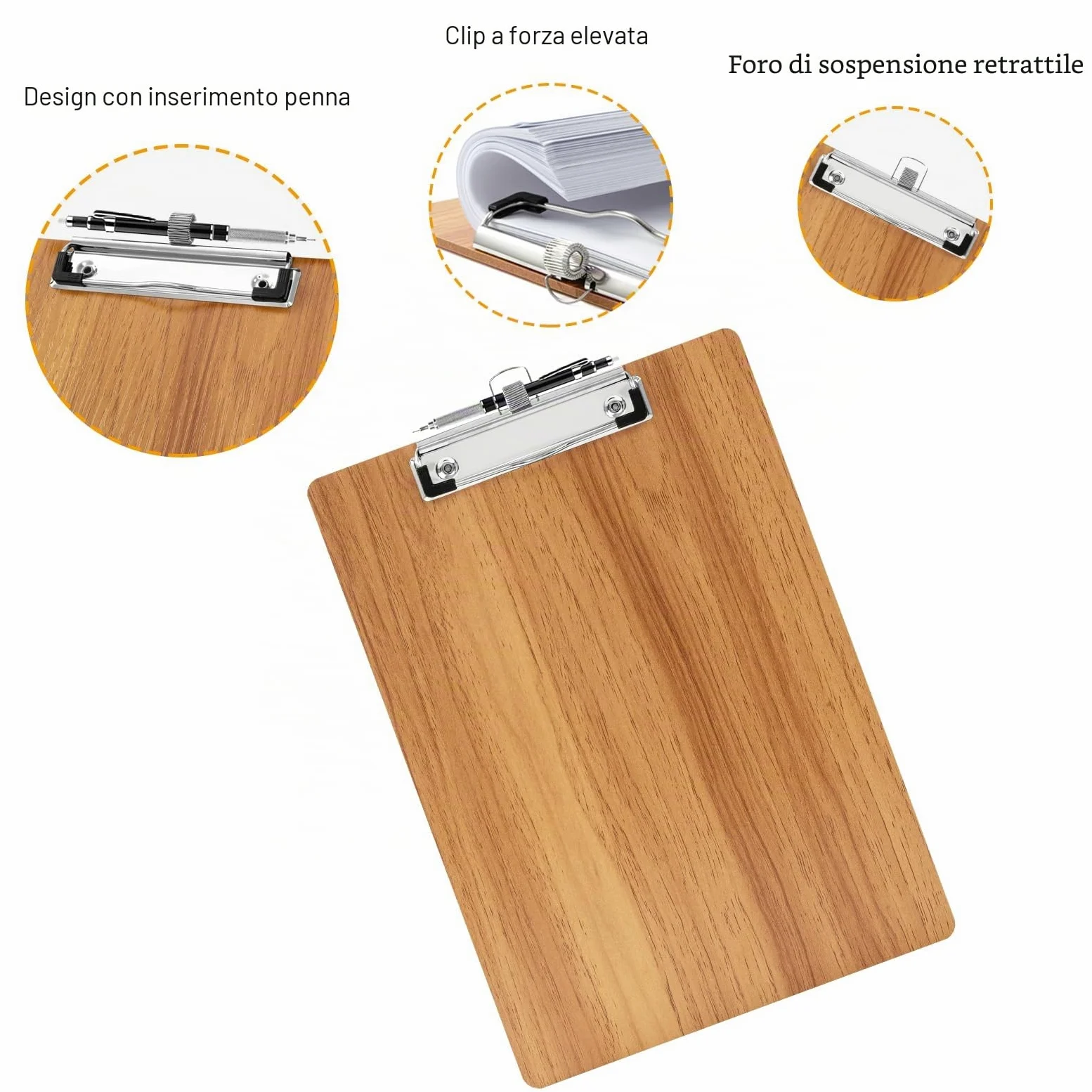 A4 Portablocco di Legno,10 Pezzi Portablocco con Pinza,Clipboard