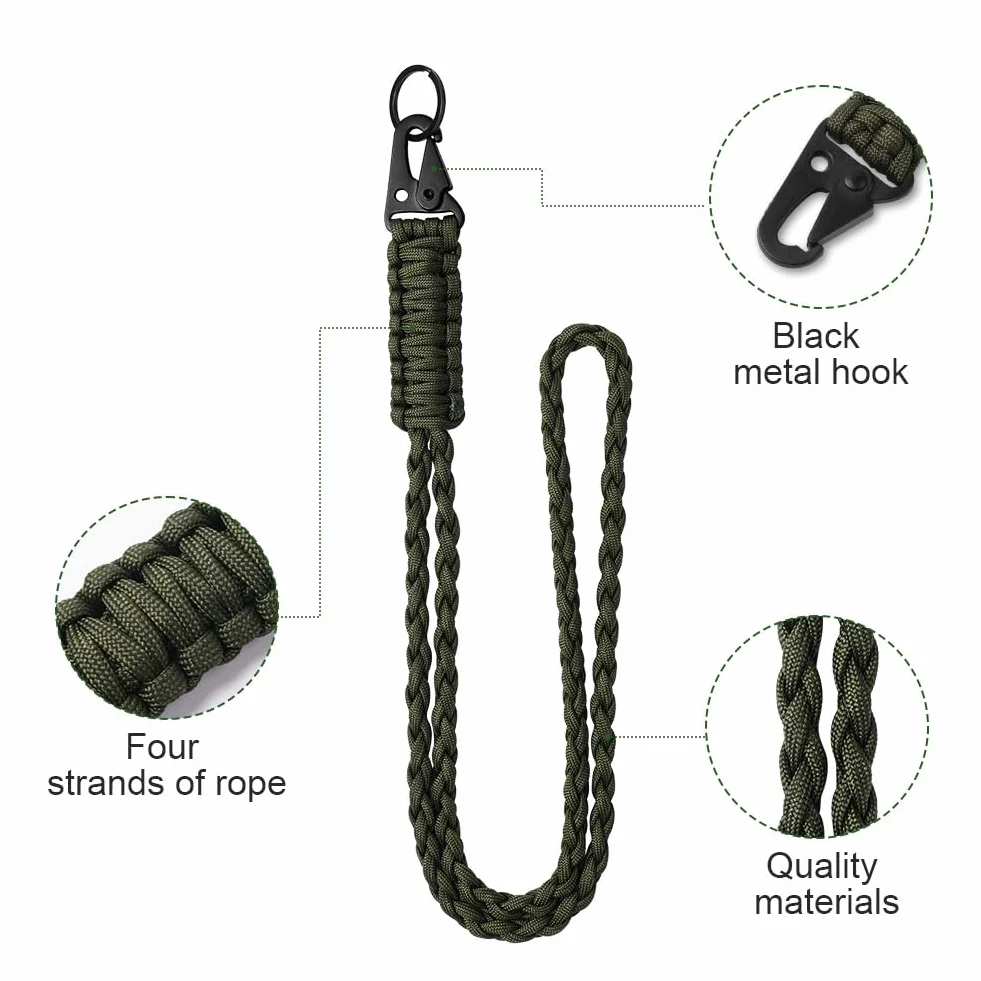 Vicloon Portachiavi Paracord Intrecciato con Moschettone per Chiavi Badge Campeggio Verde Militare