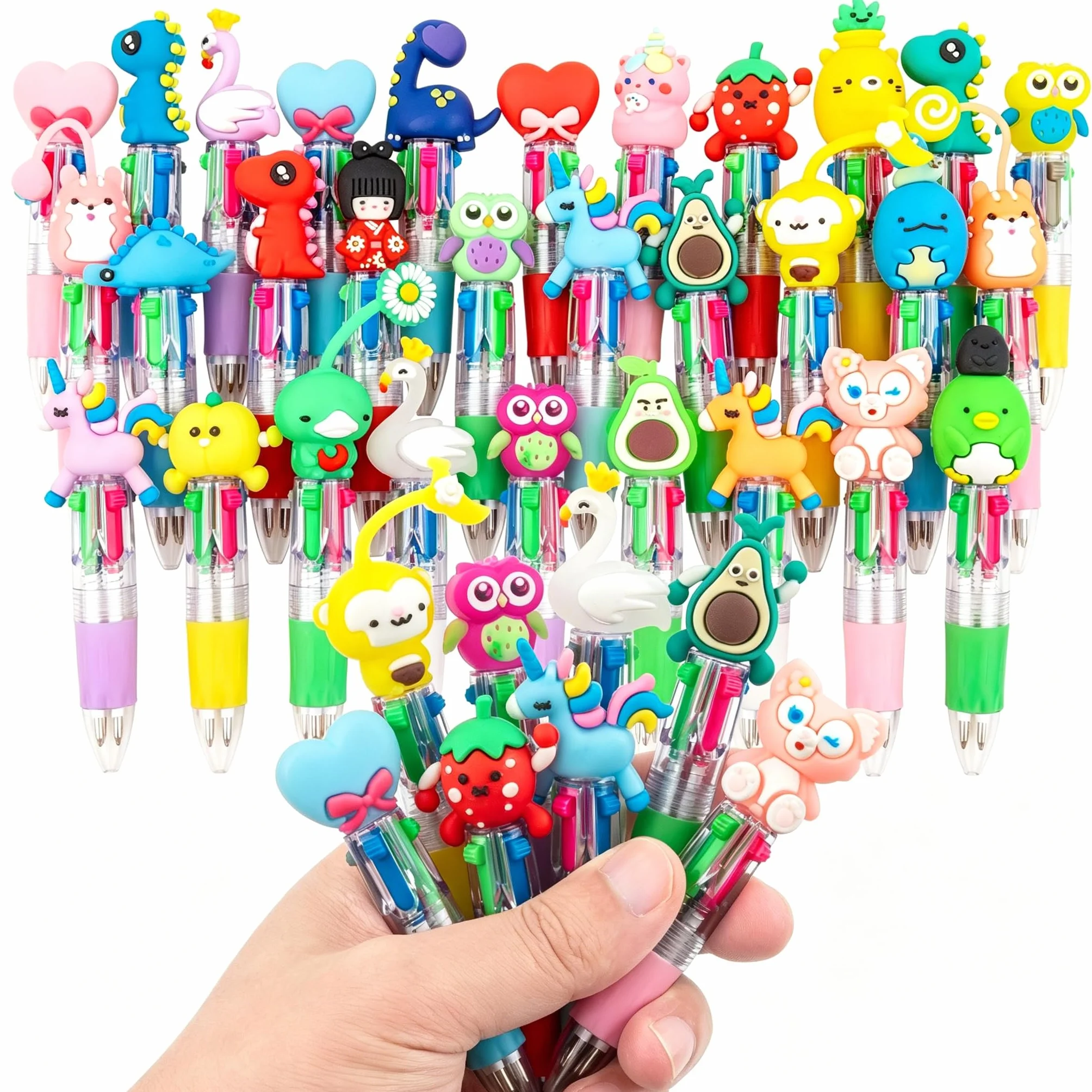 Penne Multicolore 4 Colori 30 Pezzi con Animali Kawaii per Compleanni Feste Regali