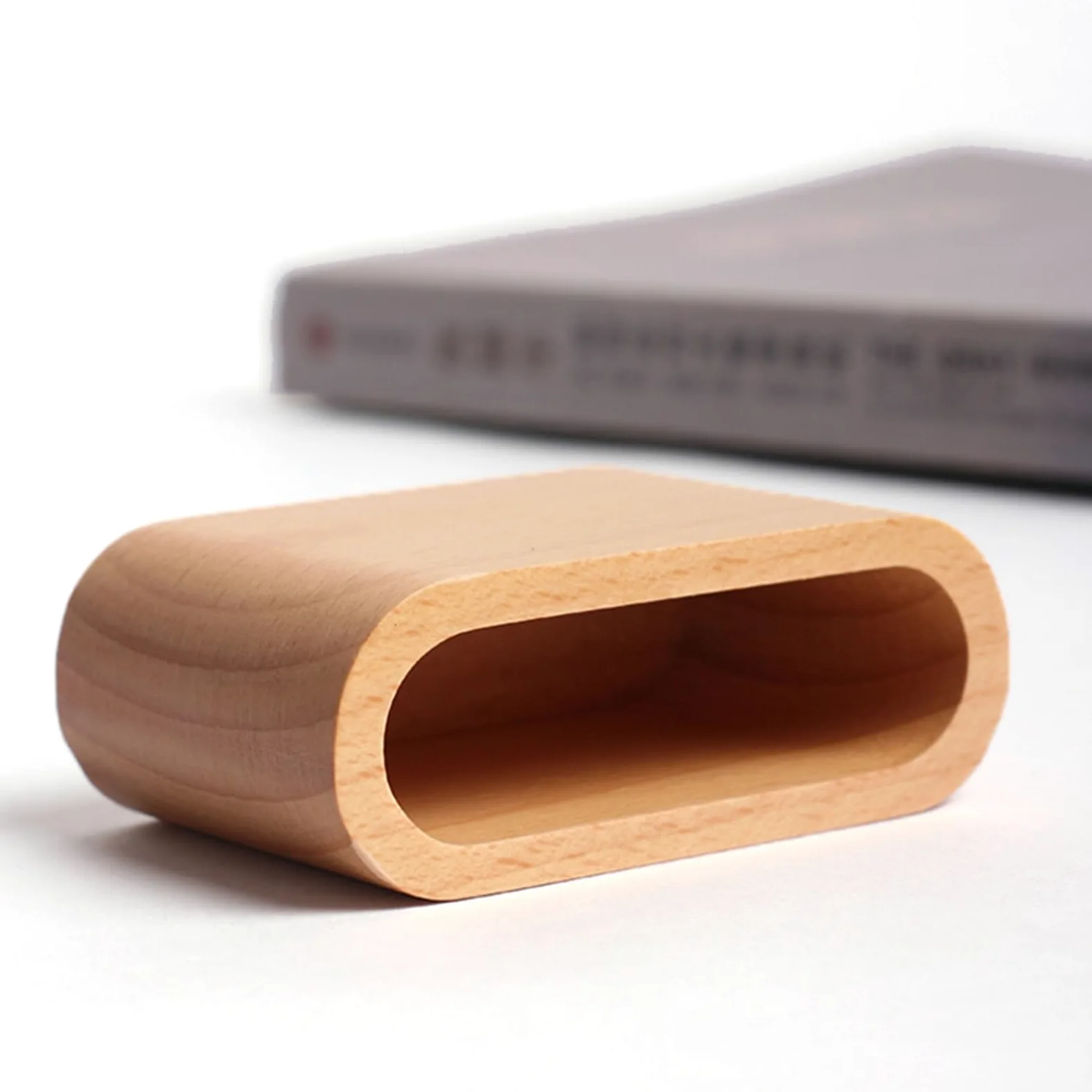 Espositore per Biglietti da Visita, Porta Biglietti da Visita per scrivania, in Legno, Organizer Aperto in Legno per Ufficio e casa (Marrone 4,7x2,1x7 cm)