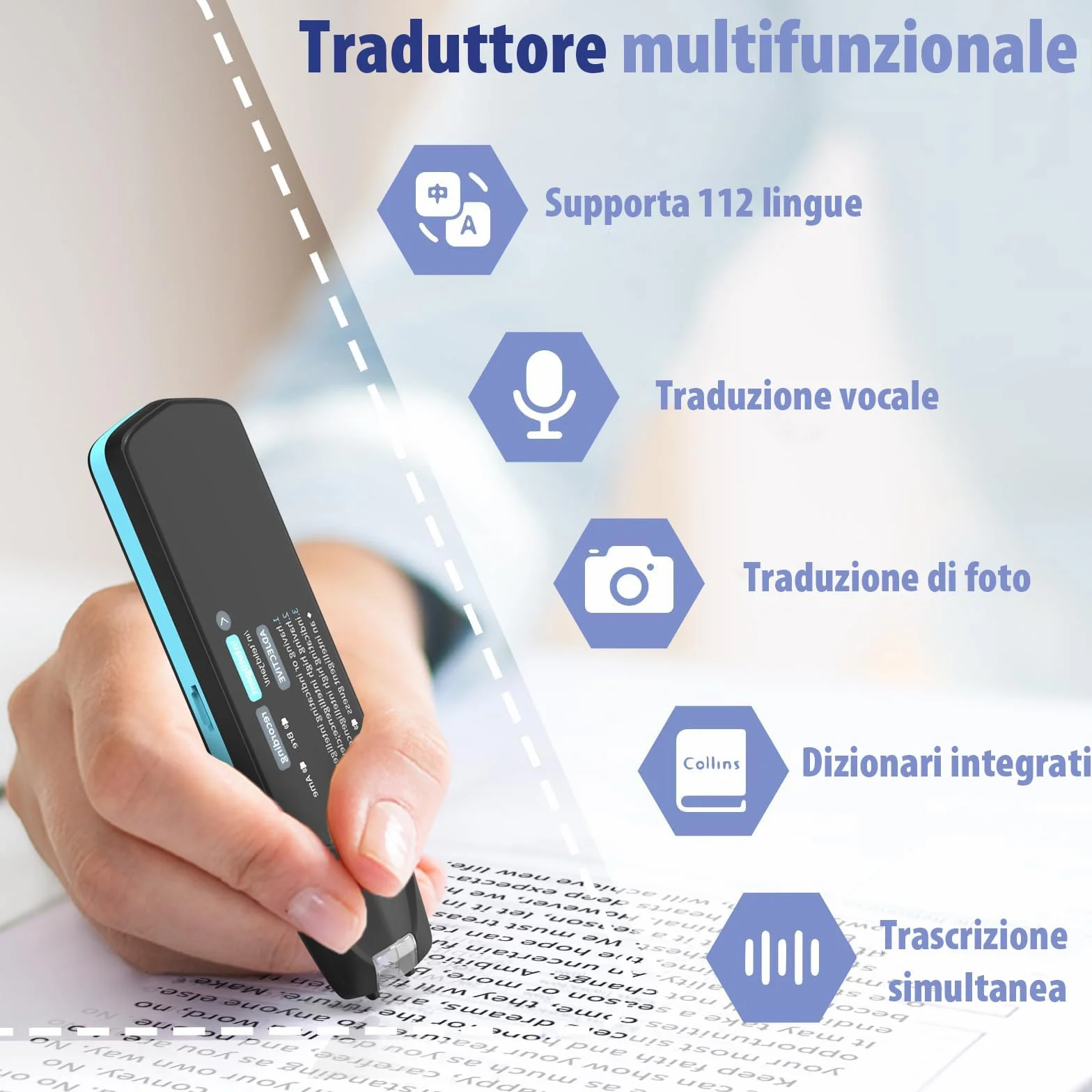 NEWYES Penna Scanner,Penna Lettura e Traduttore con touch screen da 3,99inch, penna per apprendimento con registrazione intelligente, penna per lettura scanner OCR per viaggiatori e uomini d'affari