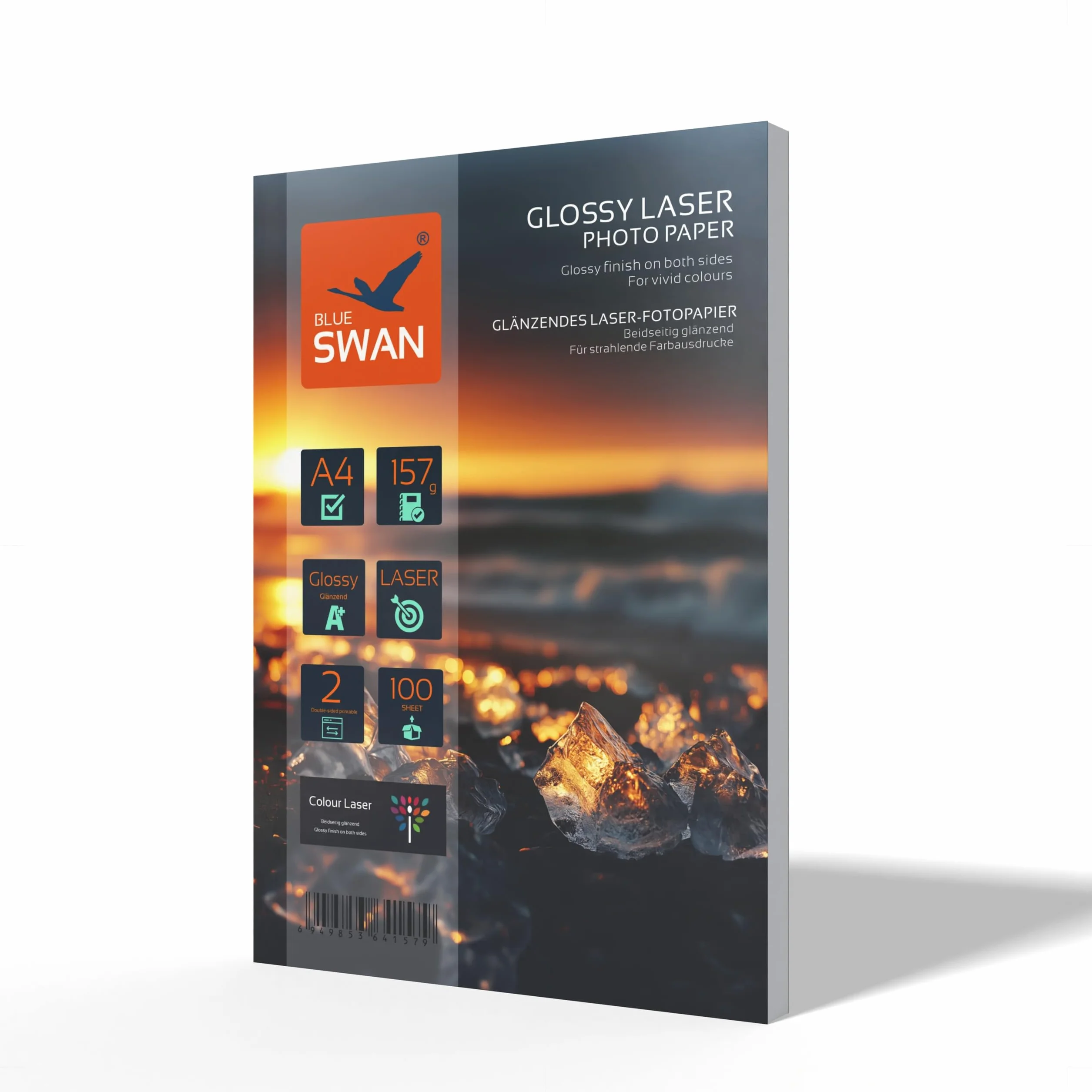 BLUE SWAN Carta Lucida A4 157 g/m² 100 Fogli per Stampanti Laser Doppio Lato Lucido