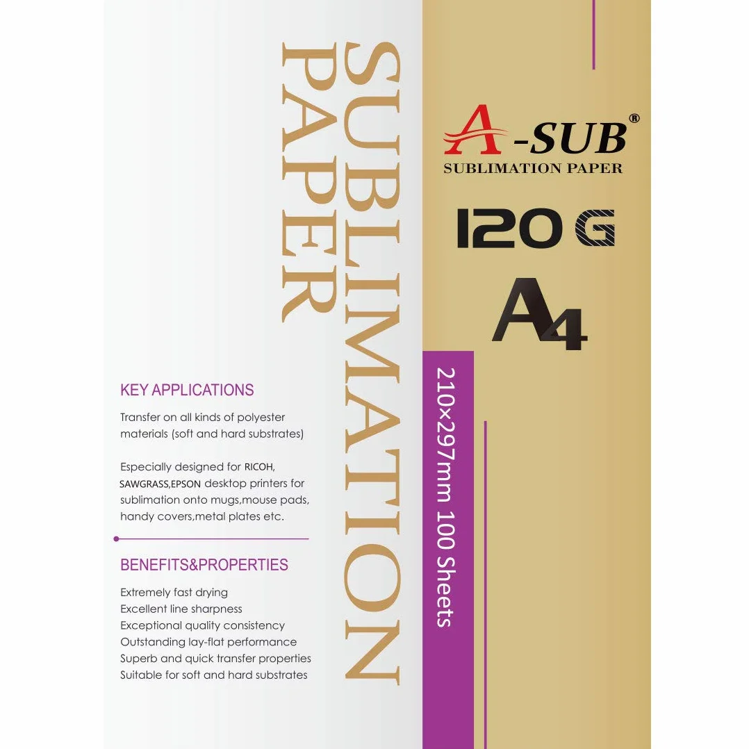A-SUB Carta per sublimazione A4 210x297mm 100 fogli 120g/m²
