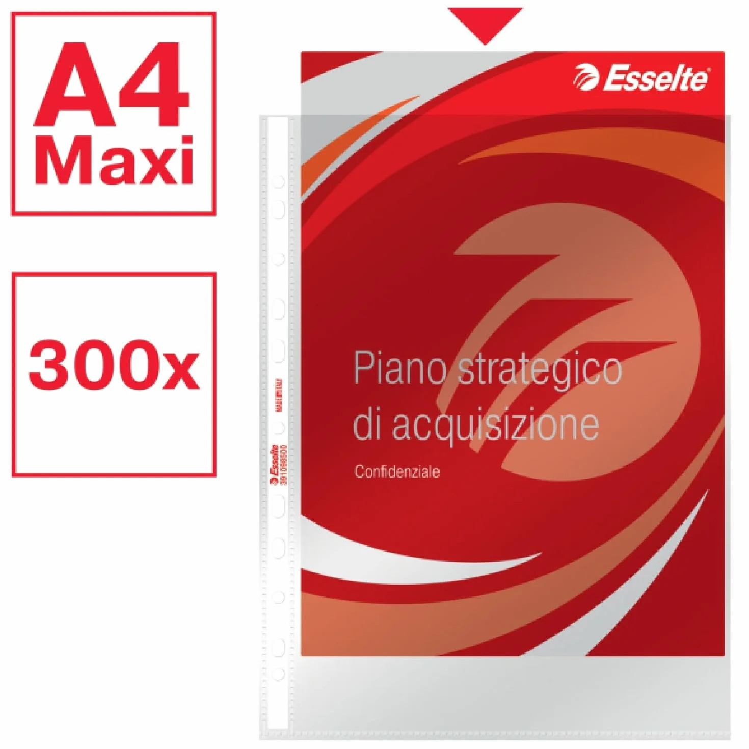 Esselte OXFORD SMART Buste per raccoglitori a perforazione universale A4 De Luxe, 300 pezzi (6 x 50), PP Lucido, con Scatola Multiuso