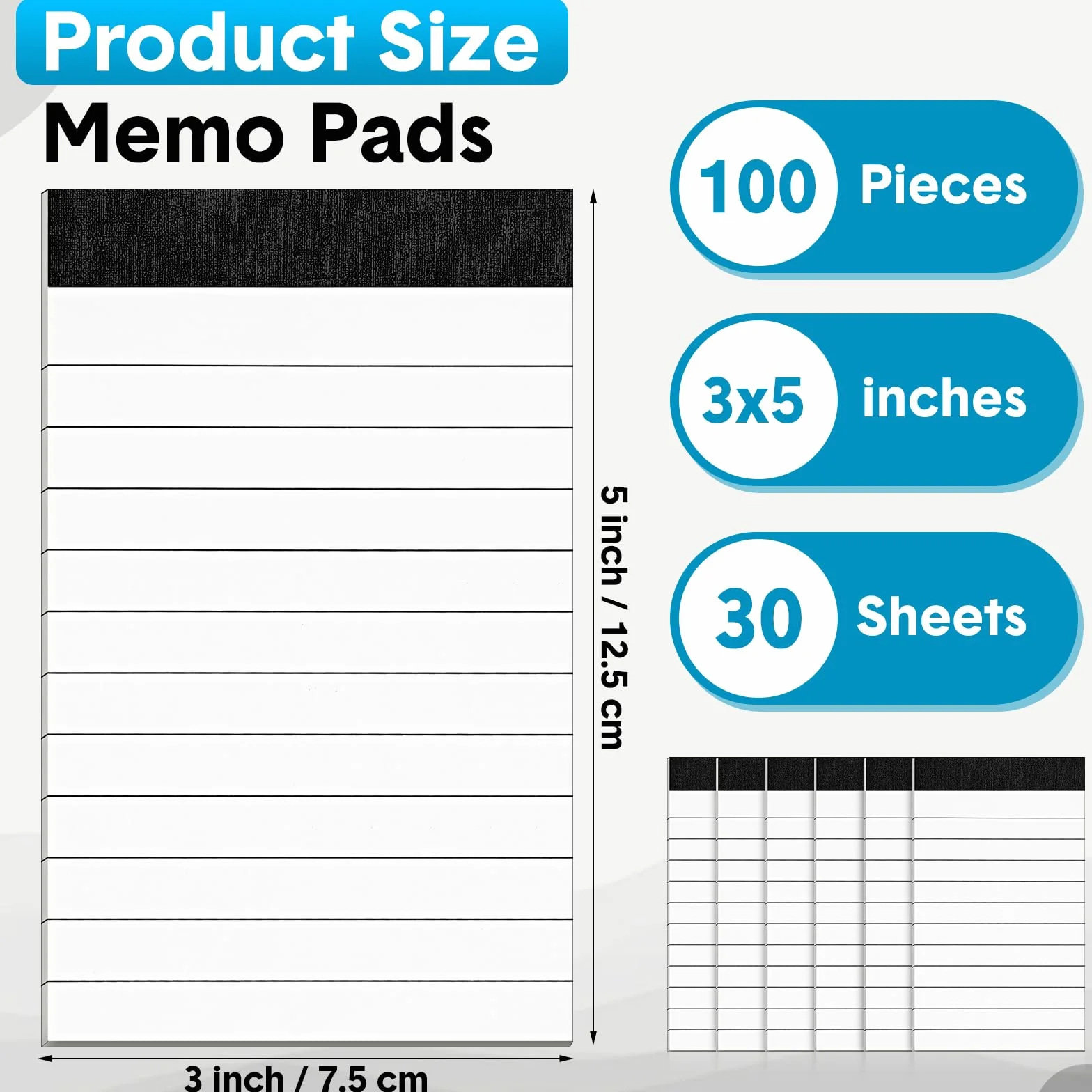 PerKoop Confezione da 100 piccoli blocchetti per appunti, 7,6 x 12,7 cm, mini blocchetti per appunti foderati con 30 fogli in ogni blocco note, per ufficio, università, forniture scolastiche