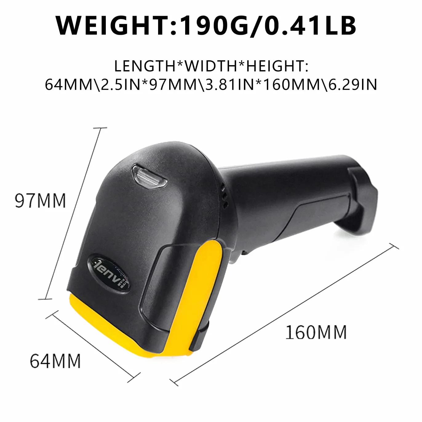 LENVII Lettore Codice a Barre 2D Cablato,Lettore Codici Barcode Scanner 1D/2D/QR Code Lettore(PDF417,Data Matrix) di scansione dello schermo di supporto（Giallo）