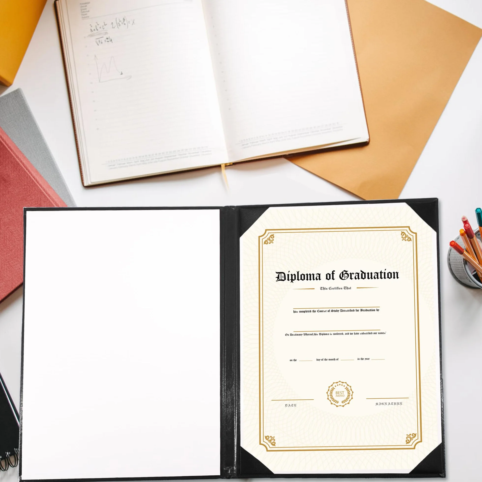 GraduationMall Diploma Copertura per Documenti e Premi e Certificati A4 La Laurea Nero 10 Libri