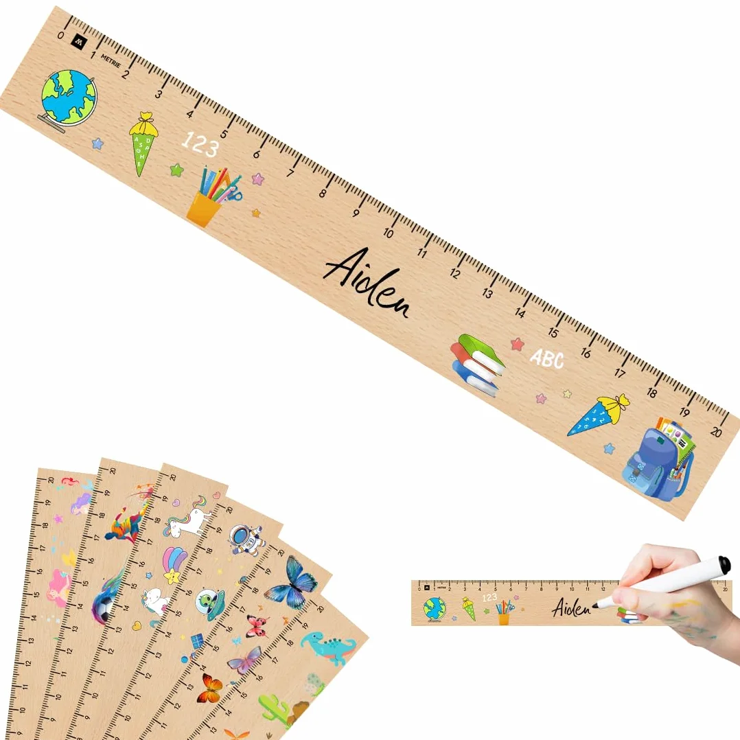Righello in Legno 20 cm Bambini Giocattolo Regalo Ritorno a Scuola