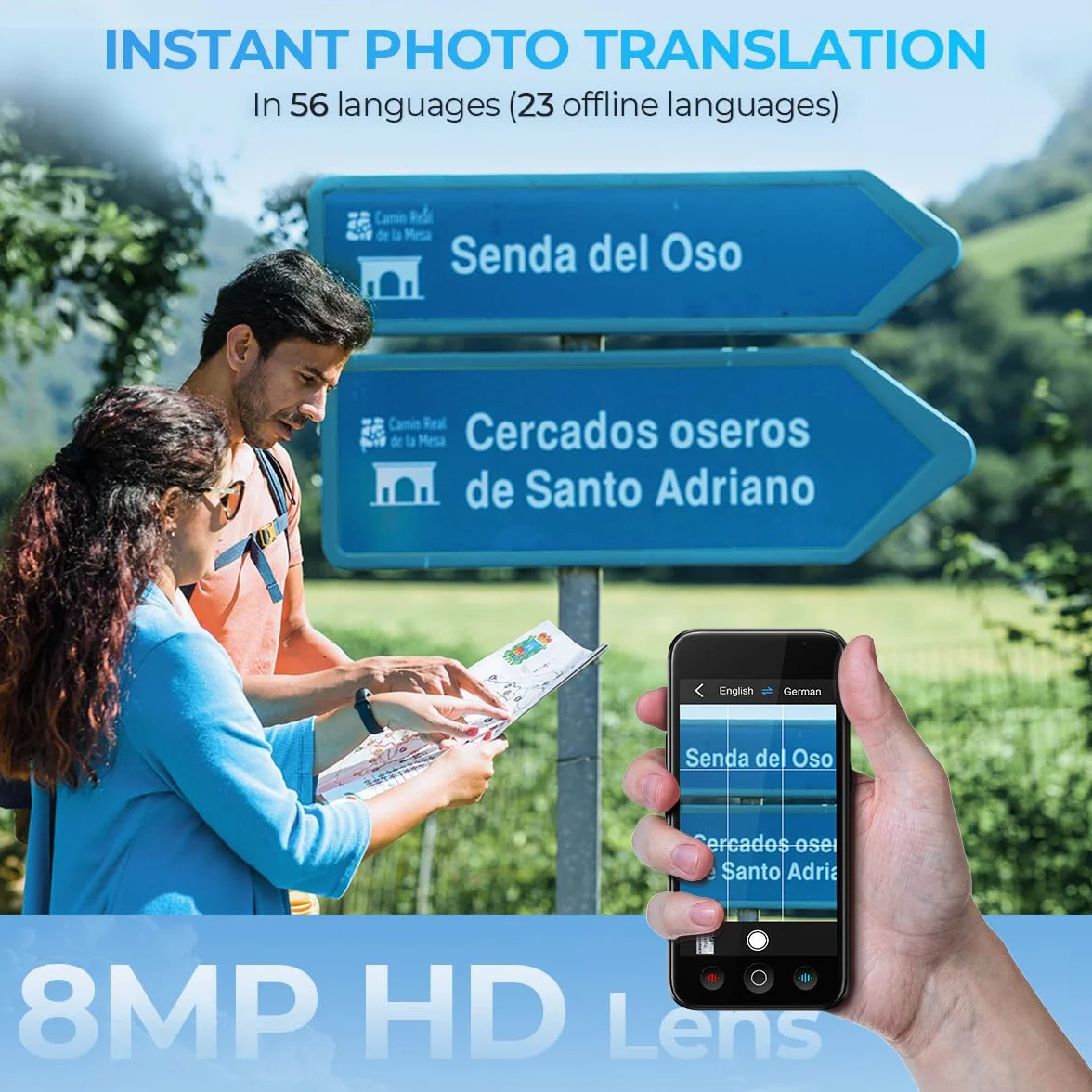 kentfaith Traduttore Vocale AI, 144 Lingue Online / 19 Offline, Traduzione Istantanea 0,2s, 98% Precisione, Touchscreen 5", Fotocamera 8MP, Foto/Testo/Voce, Viaggi/Studio/Affari -128G