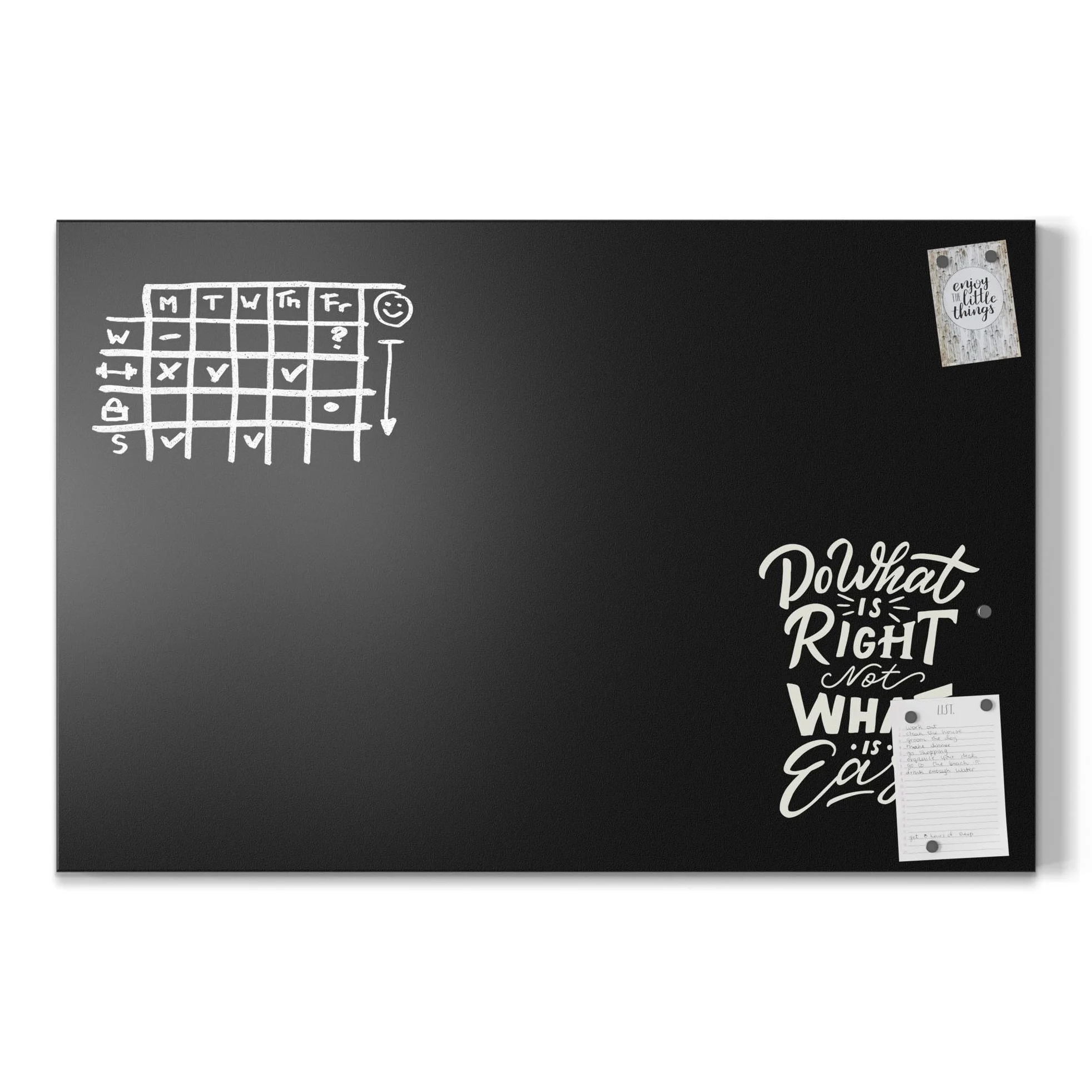 DEQORI Lavagna magnetica con stampa UV | motivo "inciampare porta all'obiettivo" | Design rettangolare 90 x 60 cm | Lavagna in metallo gesso scrivibile – Decorazione da parete per cucina, corridoio