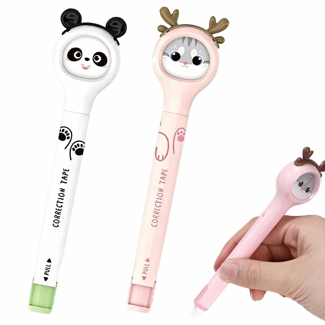 Correttore a Nastro Forma Penna 6M x 5MM Rullo di Correzione Kawaii Gatto per Ufficio