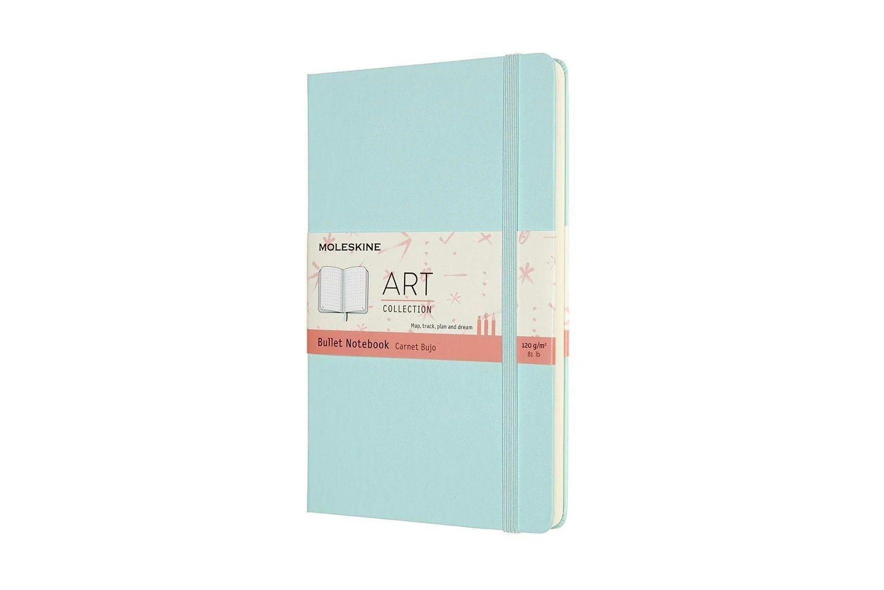 Moleskine, Taccuino Bullet Collezione Art, Blocco da Disegno, Quaderno da Disegno, Pagine Bianche o a Righe, Copertina Rigida, Formato Grande 13x21 cm, Colore Acquamarina
