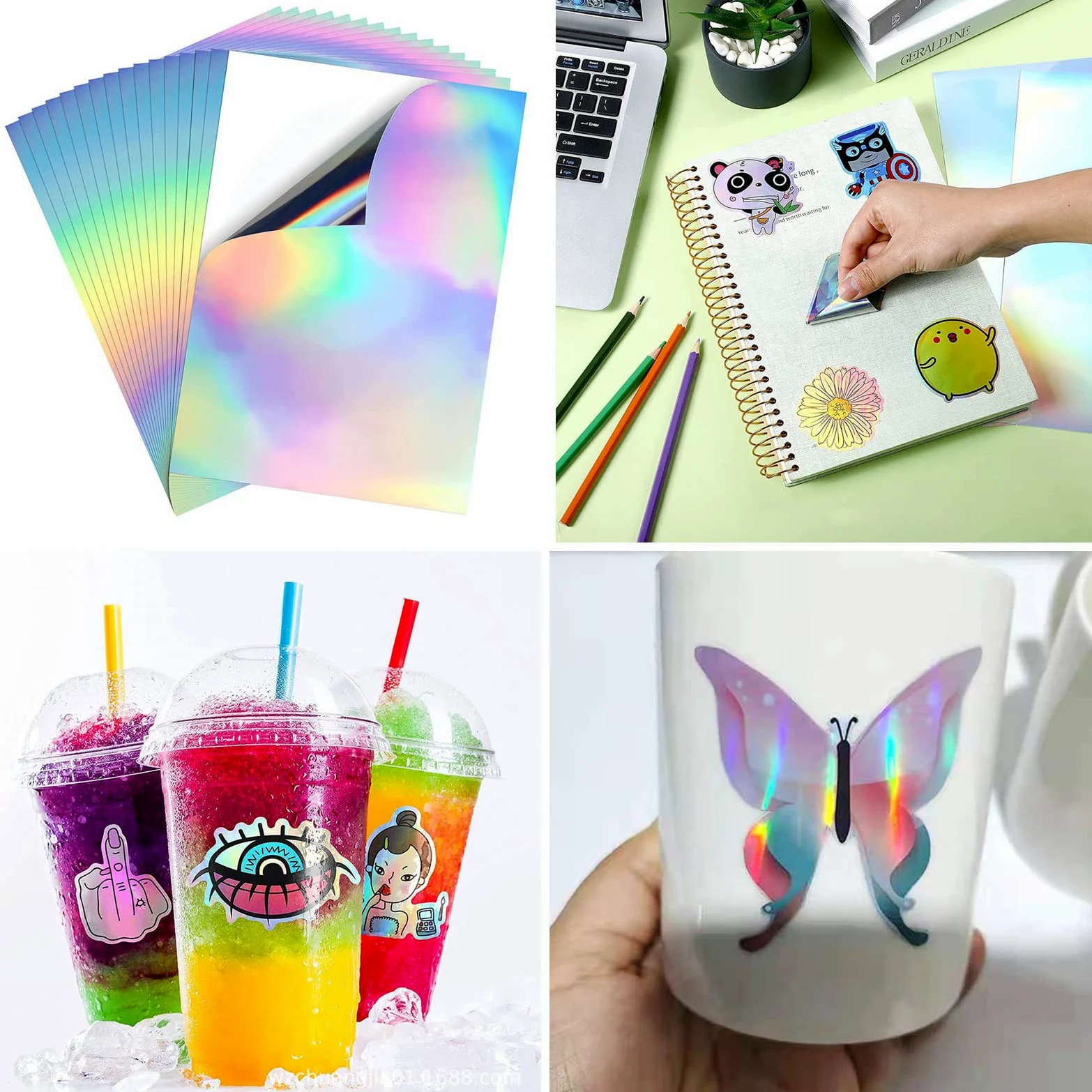 20Pcs A4 Arcobaleno Carta adesiva Stampabile Carta Adesiva Si Asciuga Rapidamente Impermeabile Adesivo per Stampa Trasparente Carta Adesiva per Stampante Lucida per Stampante Impermeabile Impermeabile