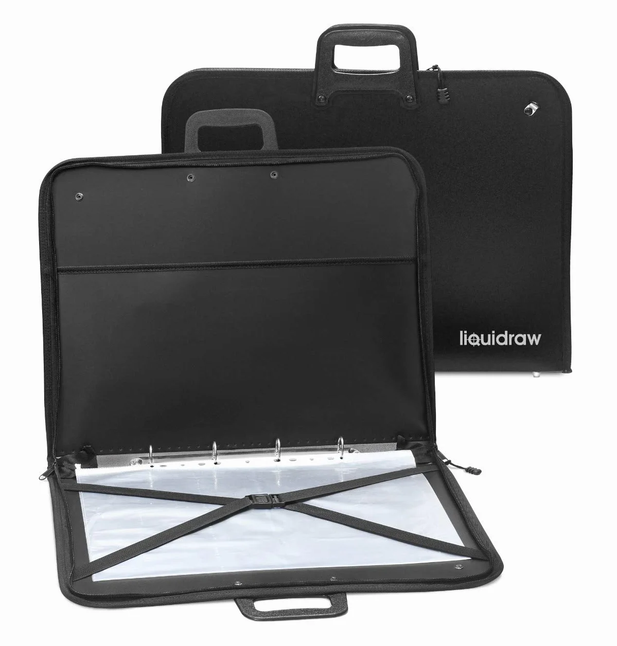 Liquidraw Cartellina portadocumenti per artisti, formato A2 e A3, con maniche o tasche trasparenti, borsa per il trasporto e documenti per artisti, Nero , A2, Portfolio Bag A2
