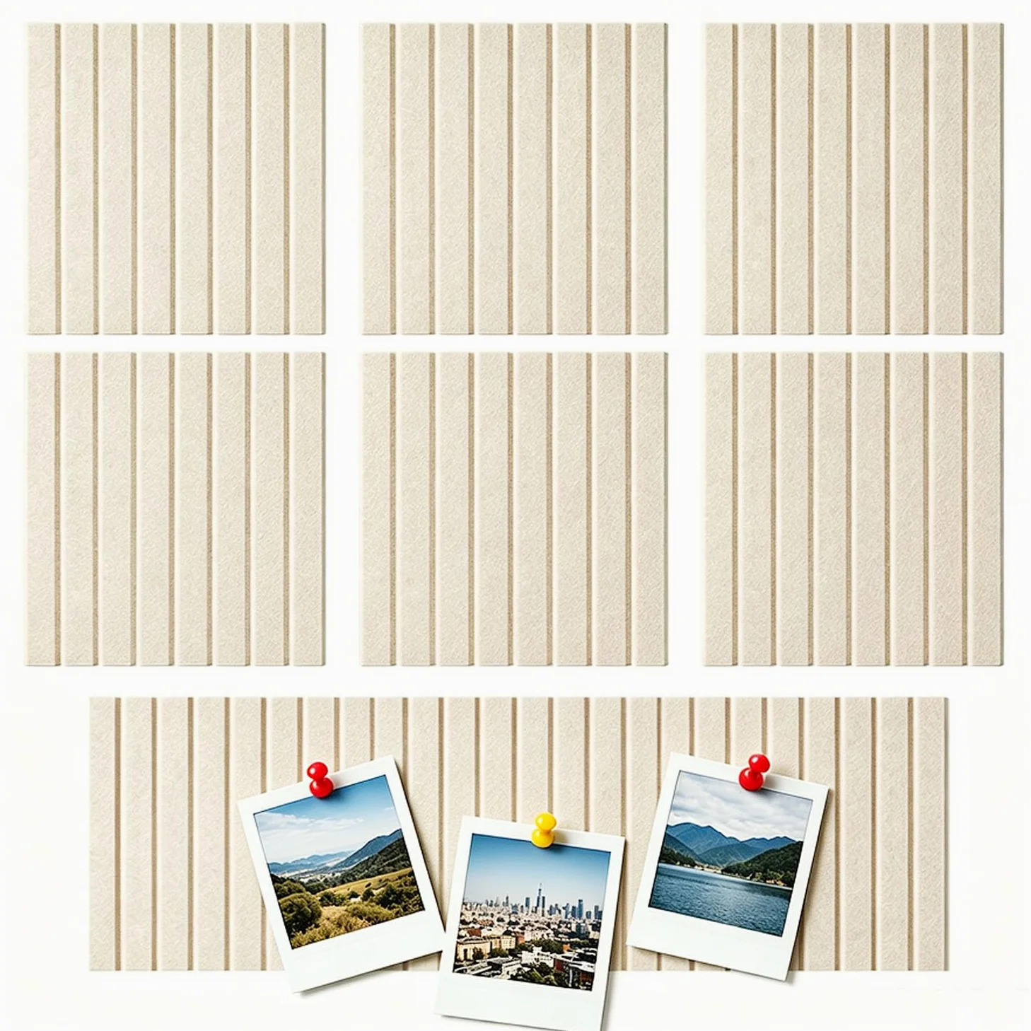 Bacheca in feltro, grande bacheca in sughero, alternativa a piastrelle da parete in sughero, 12 x 36 cm, con puntine, confezione da 12 pannelli da parete a doghe, autoadesiva, per pareti, ufficio