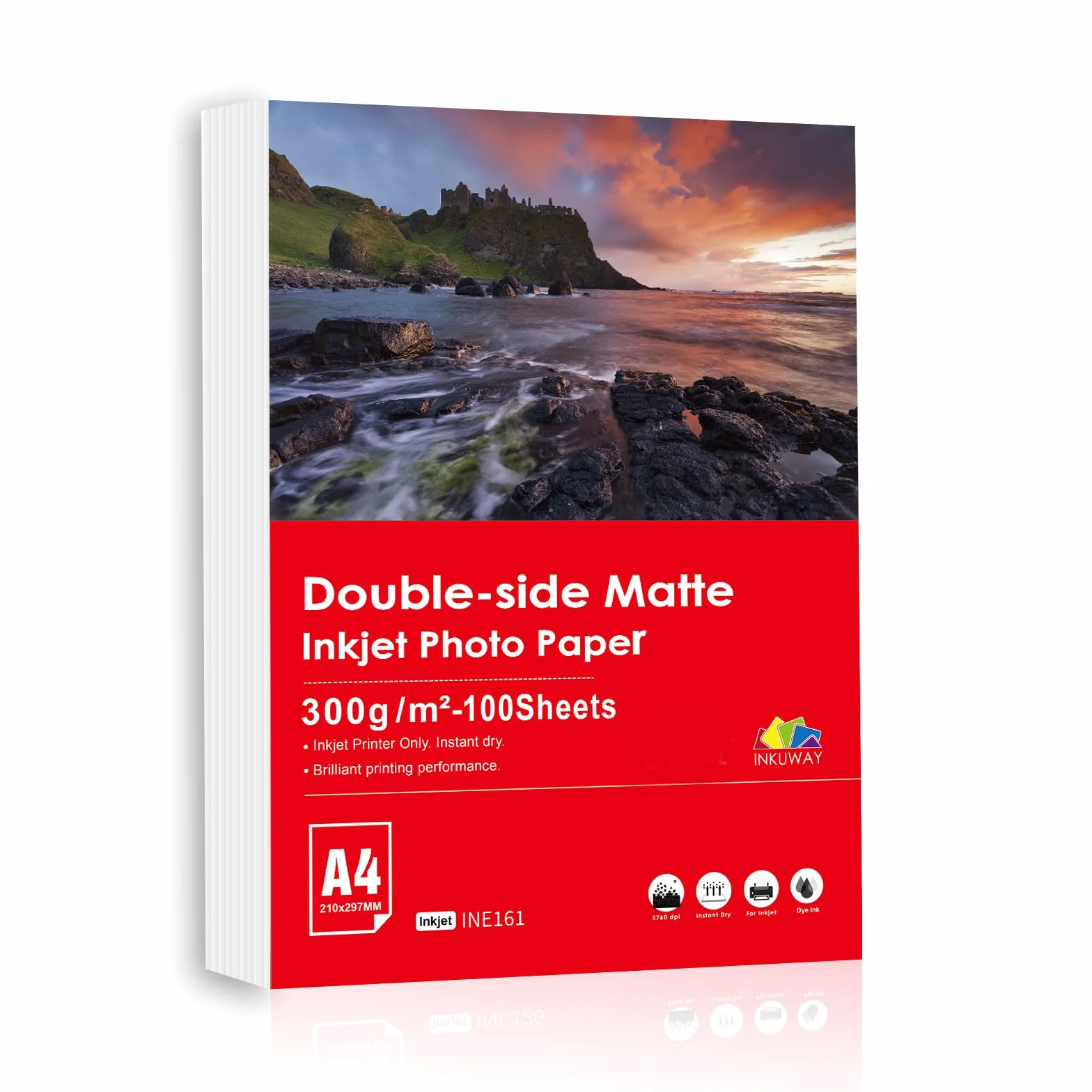 A4 da 300 g/m² Carta fotografica spessa e pesante opaca opaca su entrambi i lati – Carta per getto d'inchiostro stampabile per menu (A4 opaca 300 g/m² x 100 fogli)
