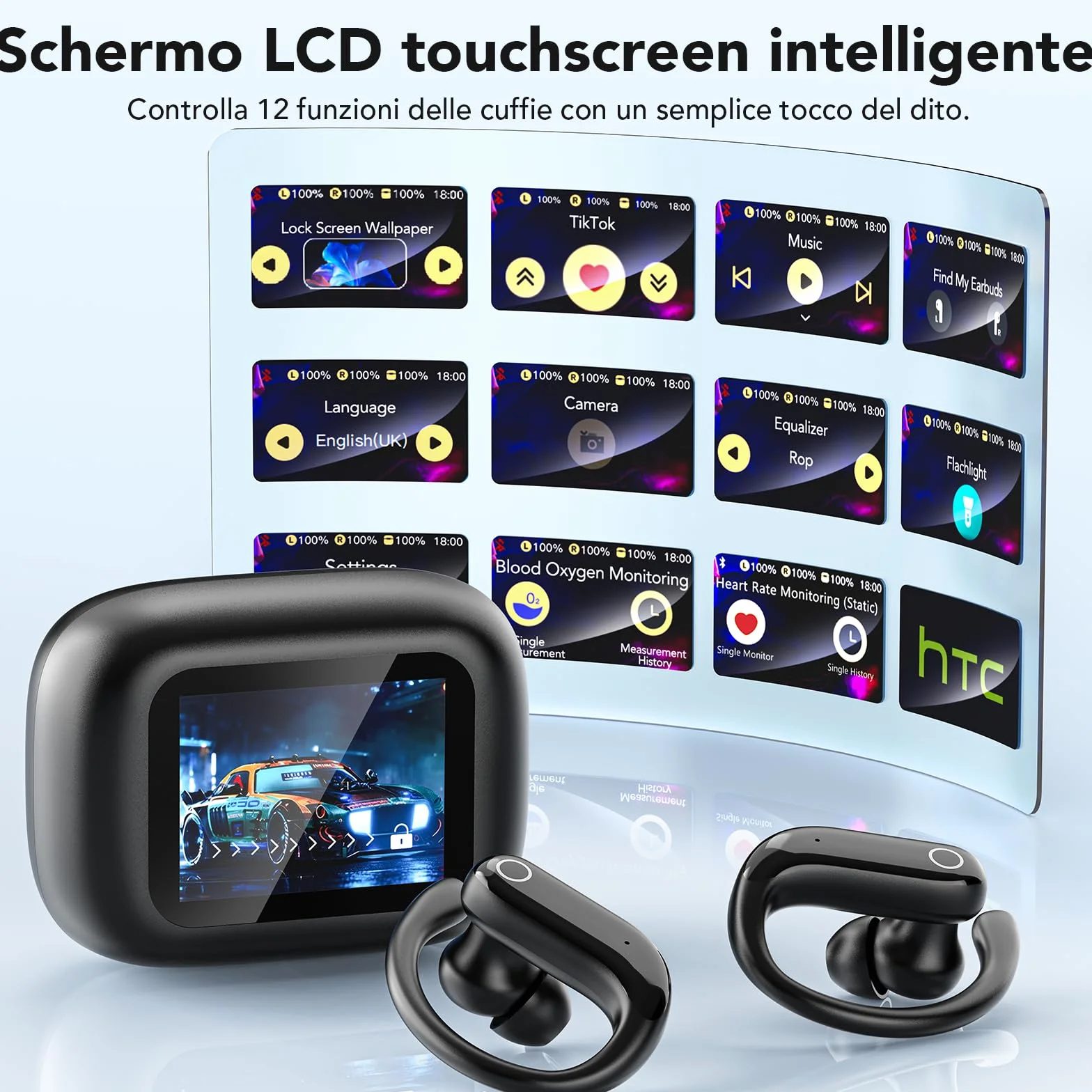 NE61 - cuffie traduzione simultanea con frequenza cardiaca e monitor dell'ossigeno nel sangue, 3 in 1 in auricolari traduttore simultaneo per 134 lingue con app, Bluetooth 6.0, 8 modali per business