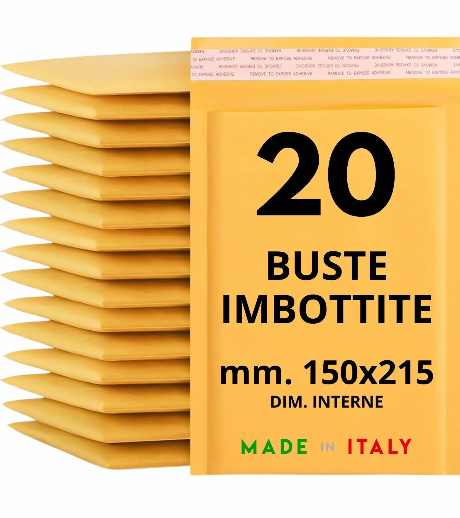 Easy8 20 Buste Imbottite per Spedizioni 150x215 mm Pluriball Bolle Aria Avana Chiusura Adesiva Gialle Protettive Materiali Fragili