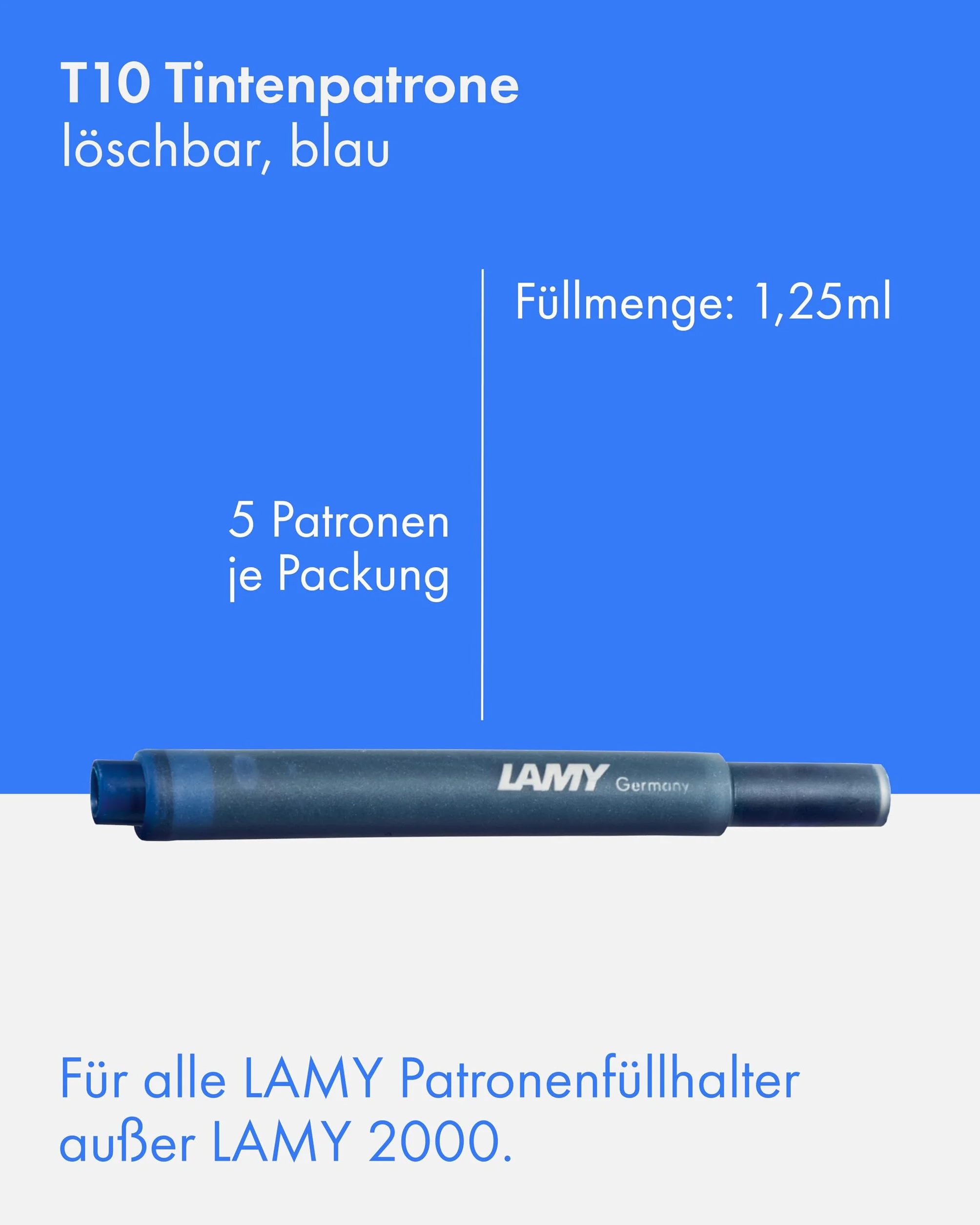 Lamy T 10 Set di 10 cartucce d'inchiostro Blu