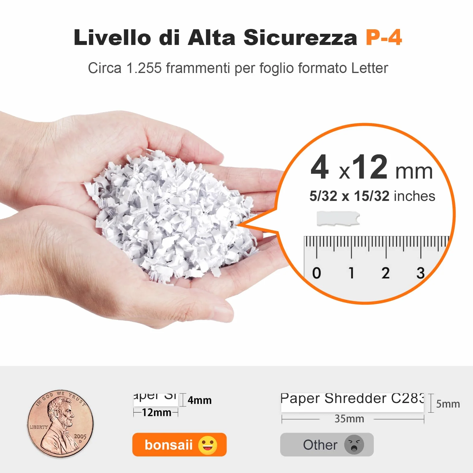 Bonsaii Distruggi documenti con Alimentazione Automatica da 200 Fogli, 60 Minuti di Funzionamento Continuo, Taglio a Frammento P-4, Cestino da 31L, Silenzioso e Ideale per Ufficio, C283-A