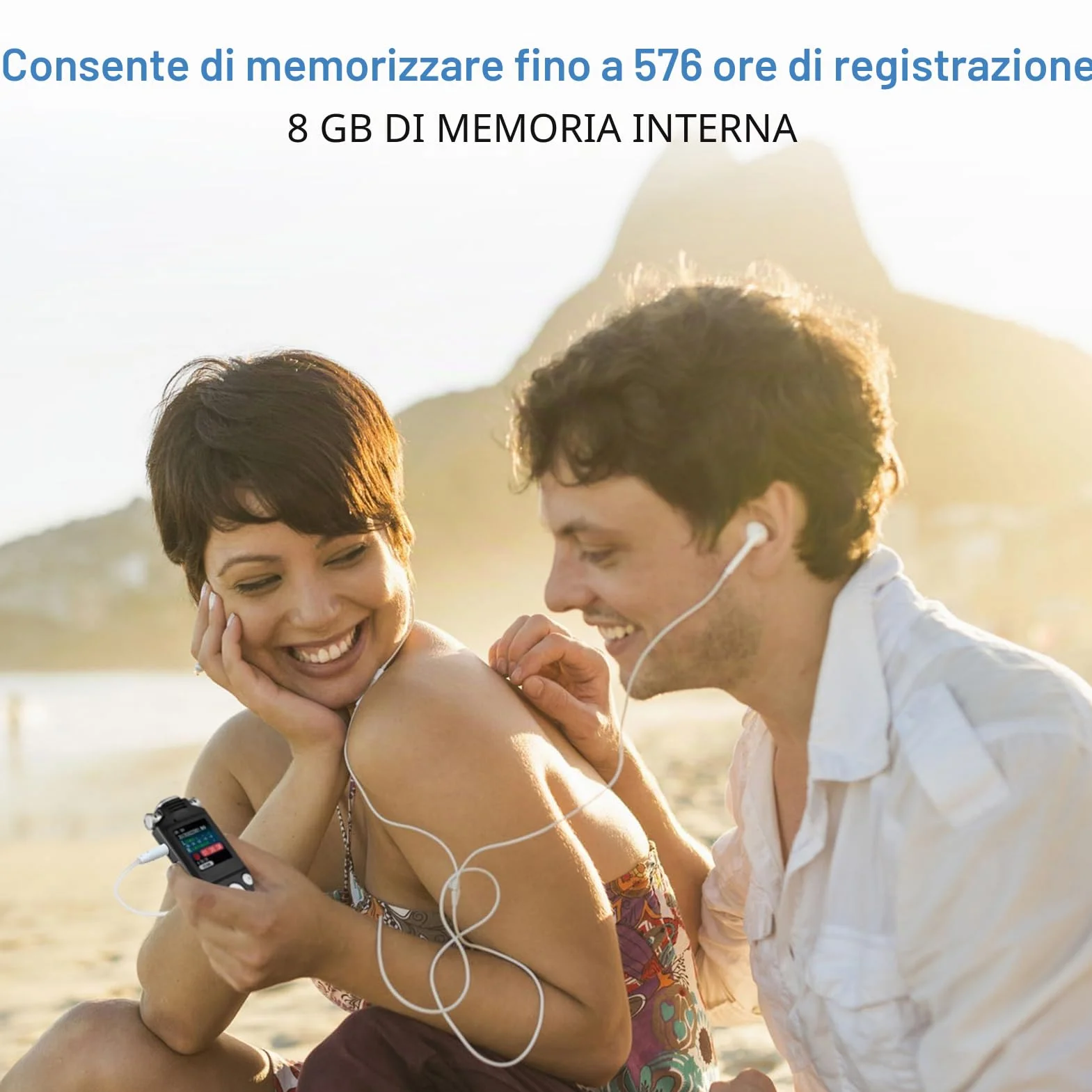 Docooler - Registratore vocale da 8GB, registratore audio con cancellazione del rumore, microfono doppio per registrazione vocale HD attivata, custodia in metallo
