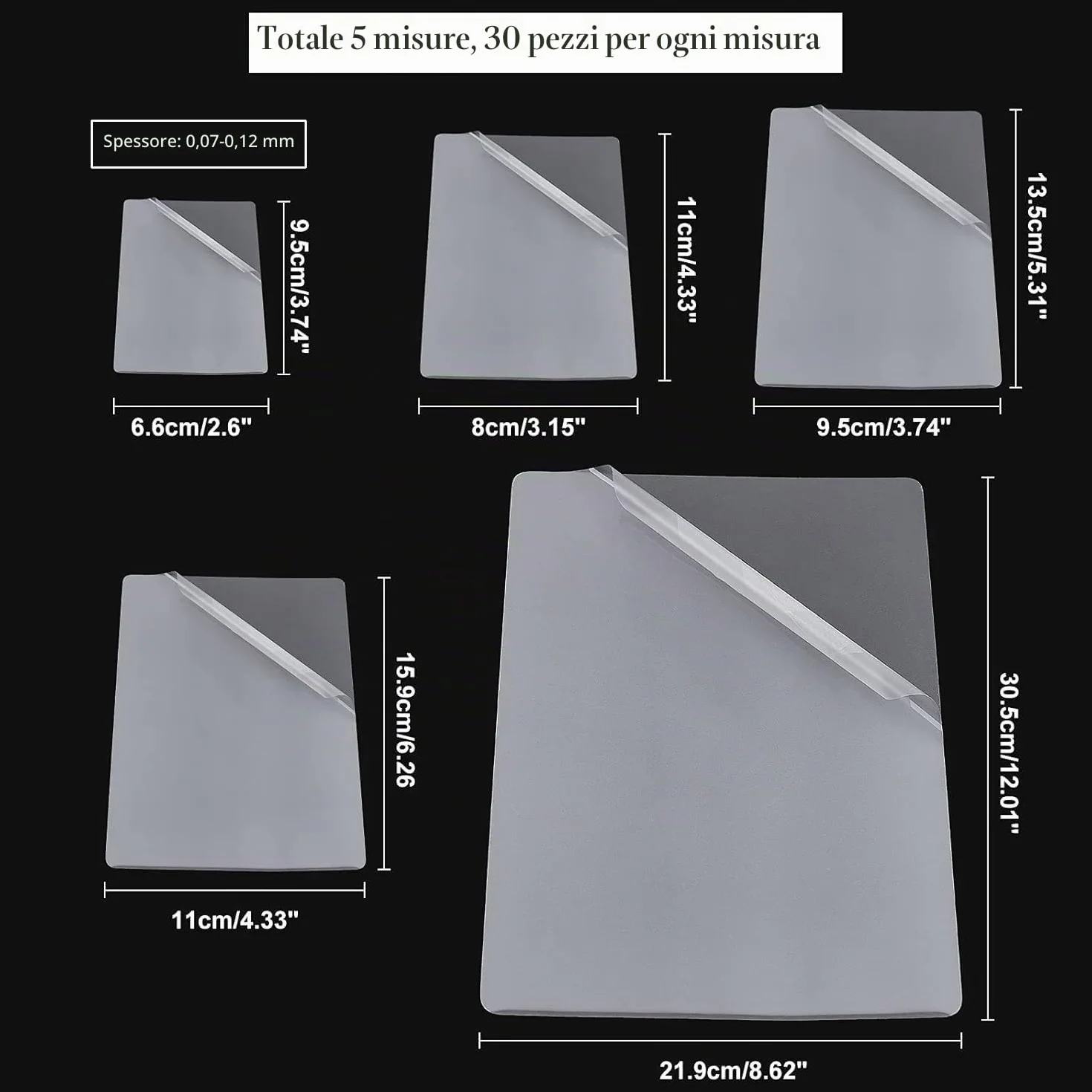 NBEADS Buste per Plastificazione Termica 150pz 5 stili Pellicola Trasparente Protettiva 0.07-0.12mm