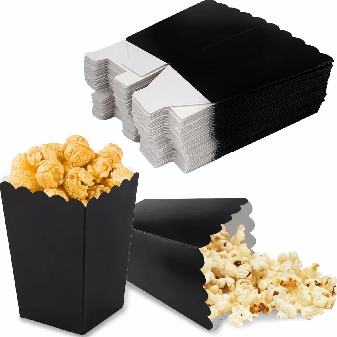 48 Pezzi Scatole di Carta Popcorn 5.5x7.5x11 cm, Mini Porta Pop Corn Festa, Snack di Carta Caramelle