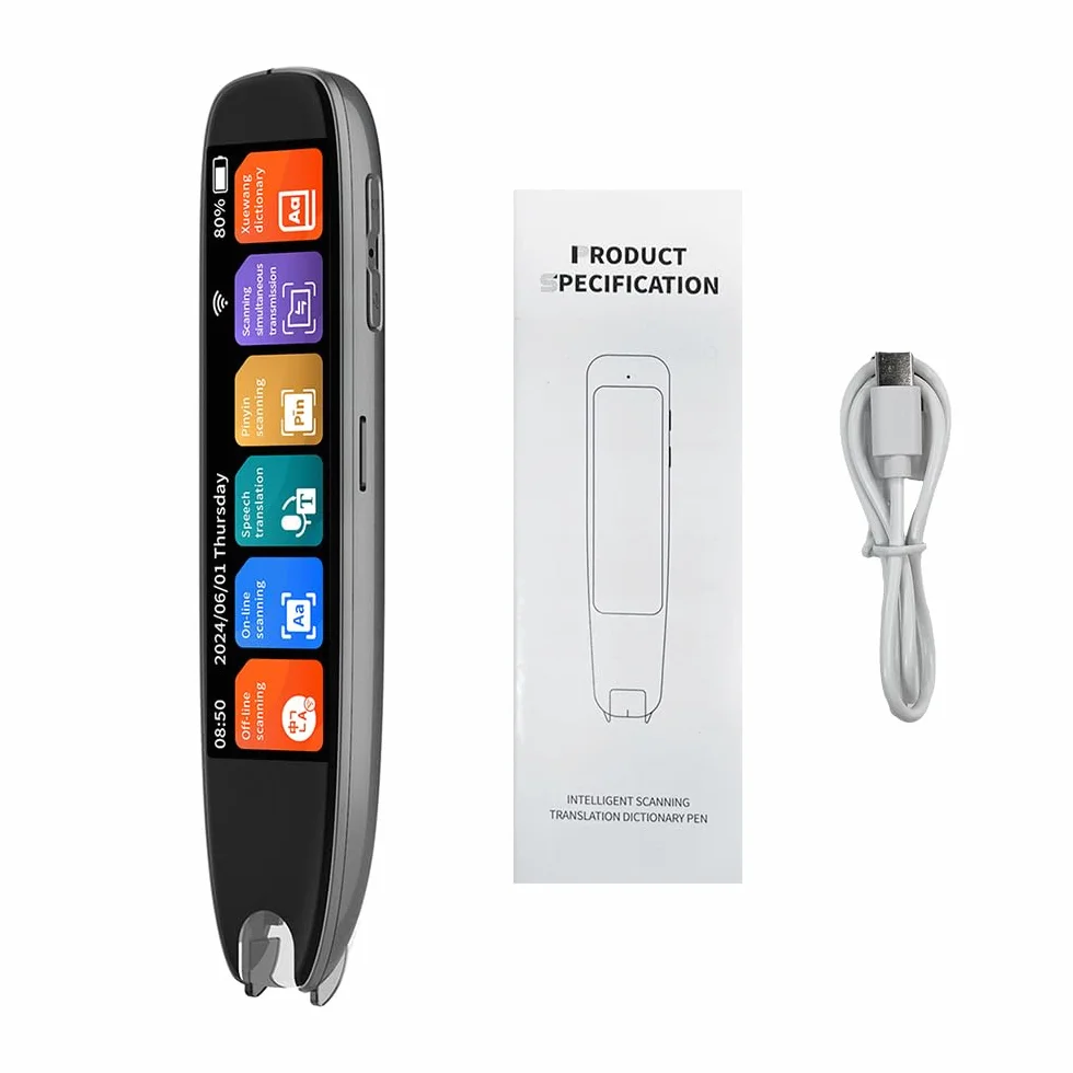 FTVOGUE Dispositivo di Traduzione Portatile con Penna per Lettore di Scansione, Scanner di Elettronico Portatile con OCR in Tempo Reale per Studenti e Viaggiatori
