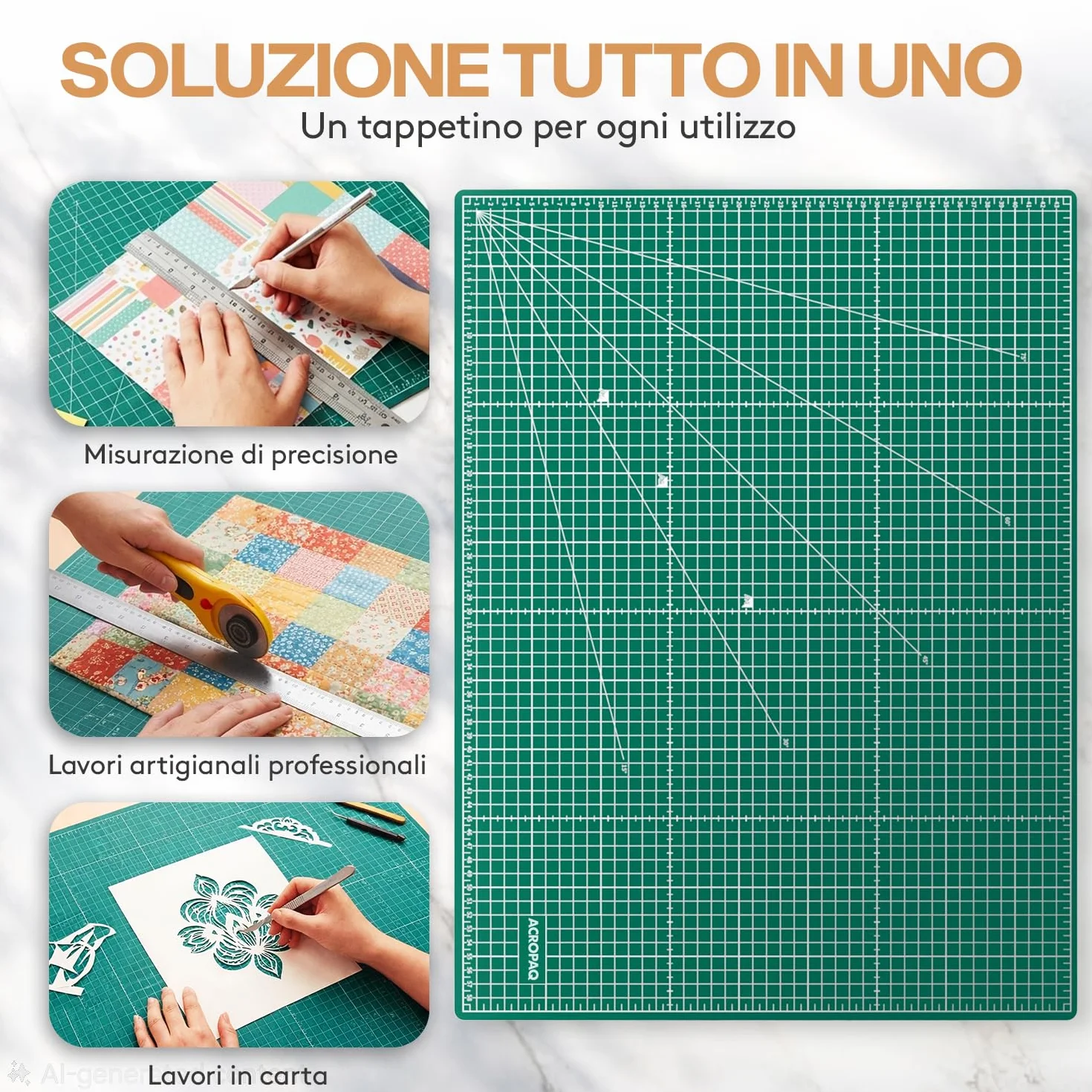 ACROPAQ A2 Tappetino da taglio auto-riparante 60 x 45 cm 5 strati protezione mobili