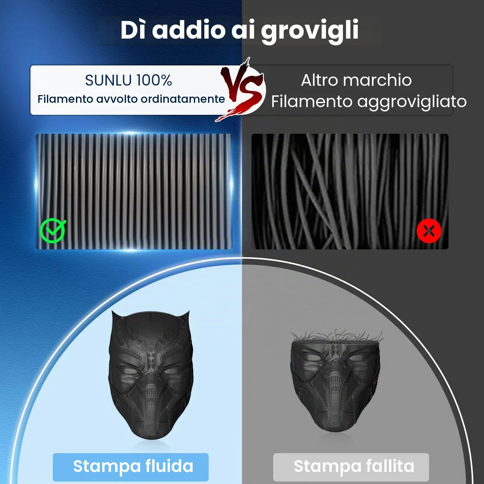 SUNLU Filamento PLA+ 1.75 mm 1KG per Stampante 3D, Precisione +/- 0.02 mm (Nero)