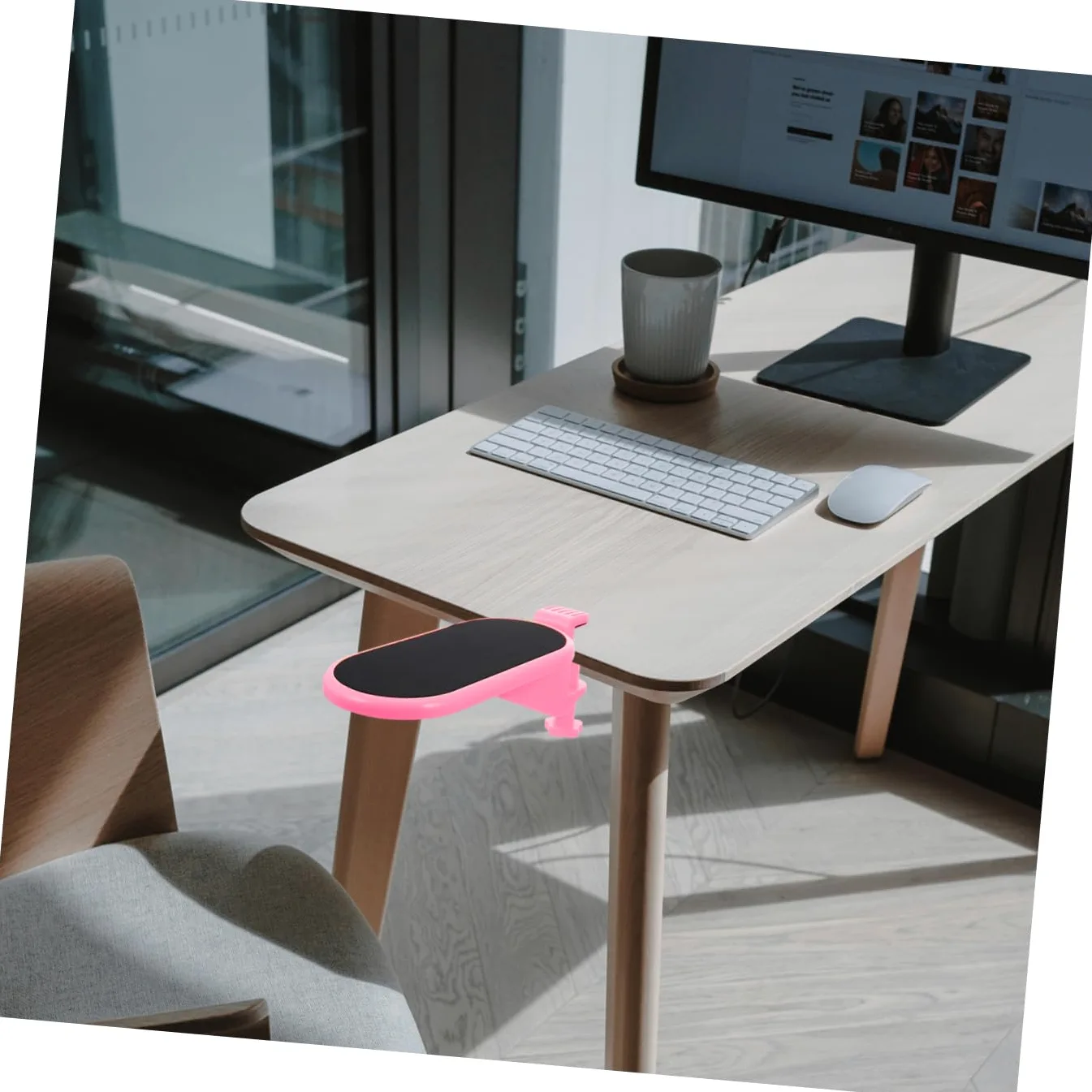 Poggia Polsi per Tastiera Ergonomico in Eva, Antiscivolo Rosa | Supporto Portatile per Computer, Riduce la Fatica della Mano, Adatto a Casa e Caffè