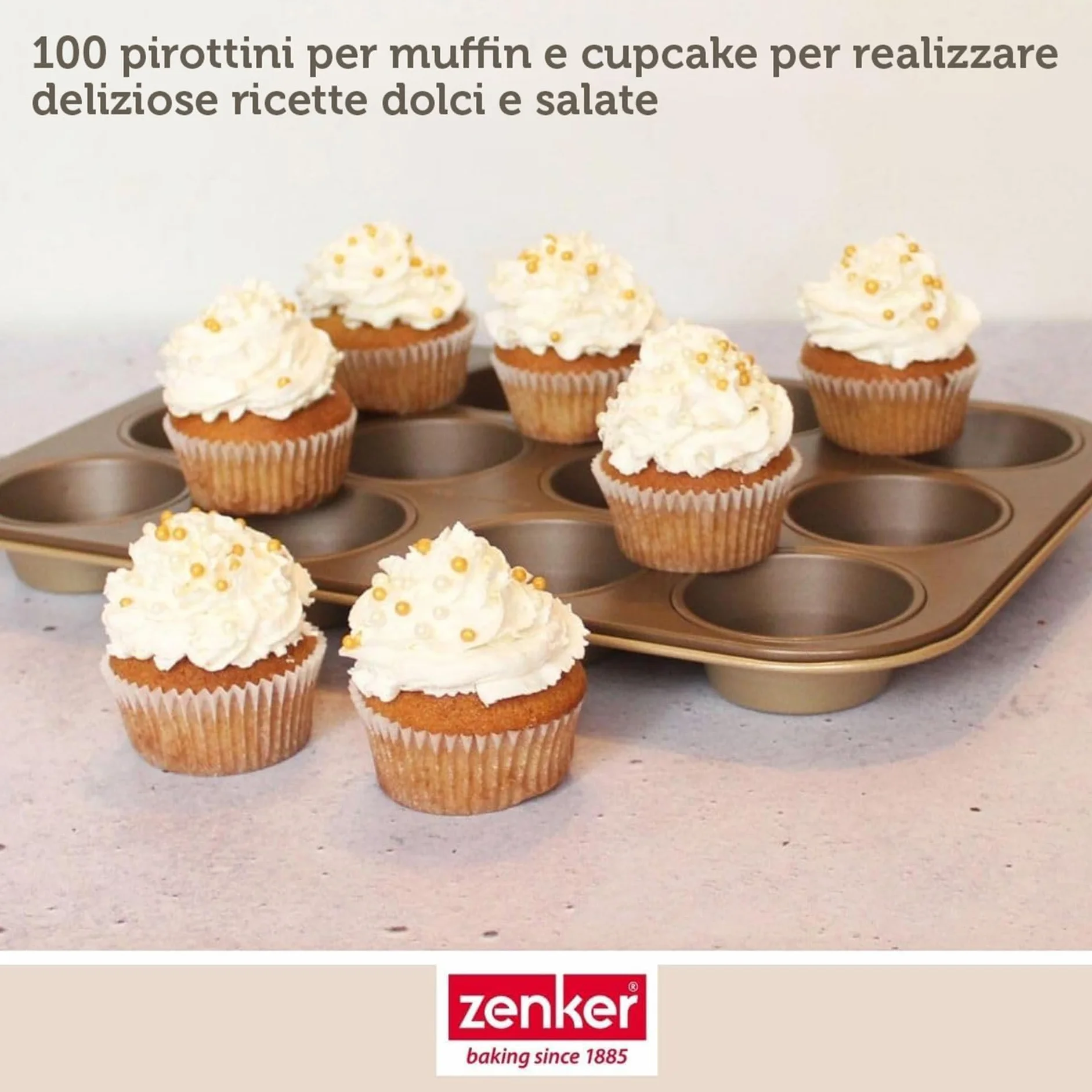 Zenker Set 100 Pirottini Carta Muffin Cup Cake Temperatura 220°C Ø7 x 3 cm