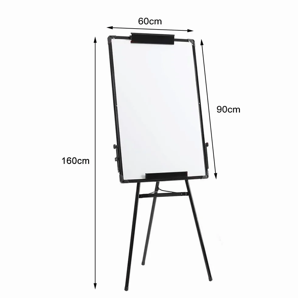 Lavagna bianca cancellabile su piedistallo magnetico nero lavagna cancellabile a secco portatile regolabile in altezza per scuola, ufficio e casa, 60 x 90 cm
