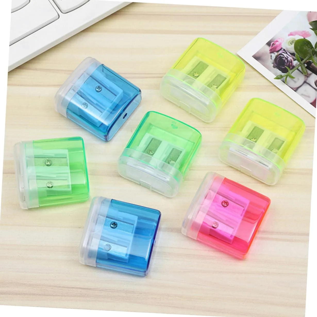 Appuntalapis Manuale a Doppia Punta 48 Pezzi in Plastica con Coperchio | Festa Scuola Decor, Strumenti per Temperare, Comodi Temperamatite Manuali, Facile da Portare