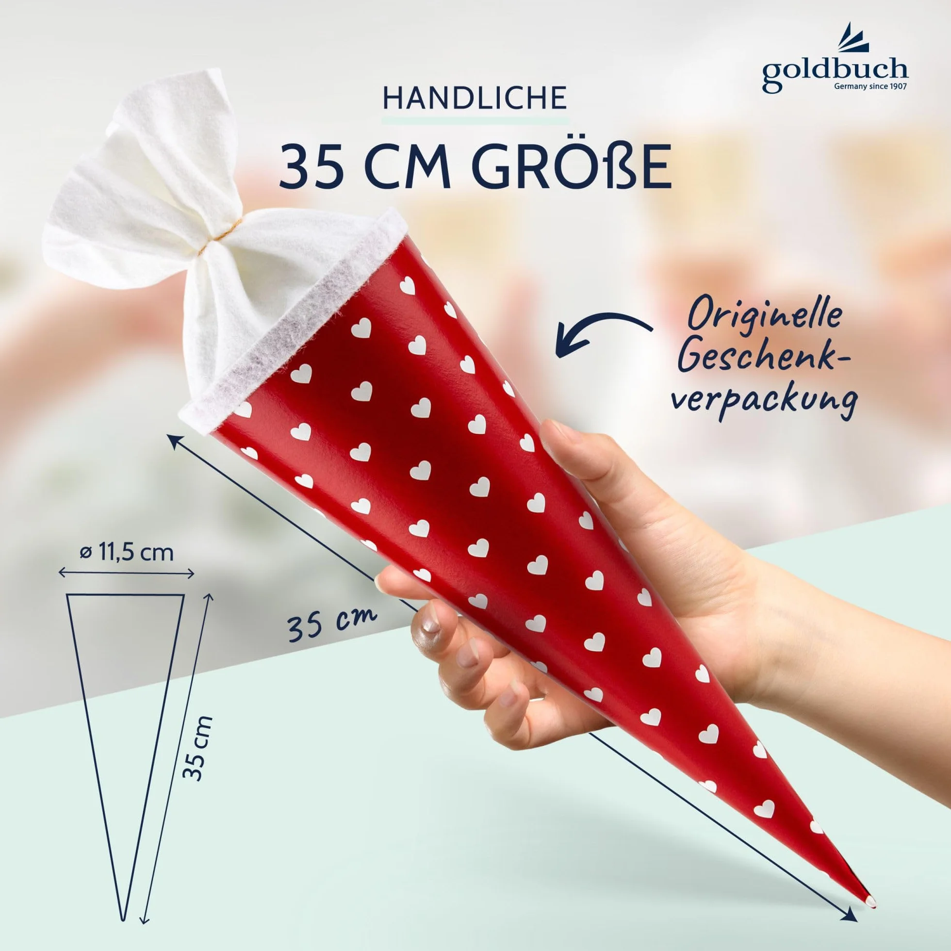 Cono Scuola 35 cm Cuori